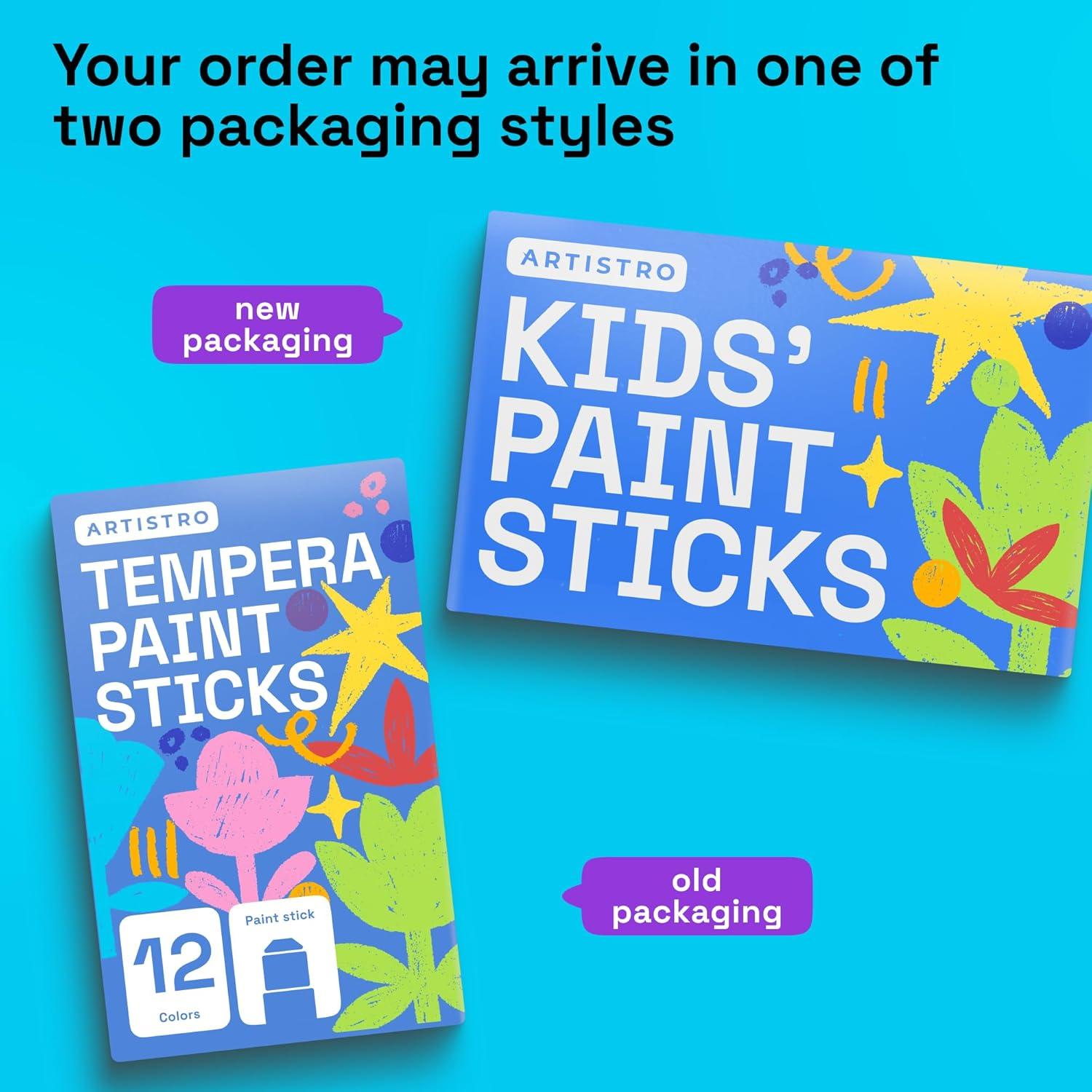 imageARTISTRO 100 Washable Tempera Paint Sticks for Kids 12 Nontoxic Paint Markers for Kids Color Sticks with Twist Design12 Markers