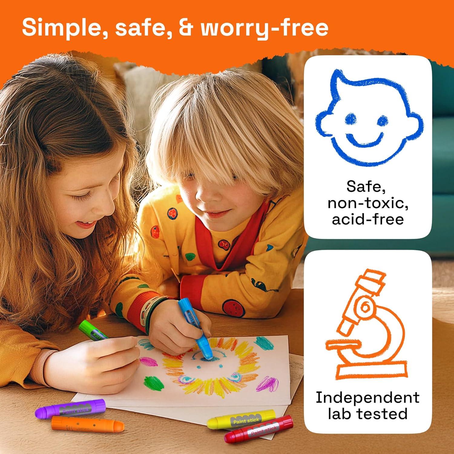 imageARTISTRO 100 Washable Tempera Paint Sticks for Kids 12 Nontoxic Paint Markers for Kids Color Sticks with Twist Design36 Markers