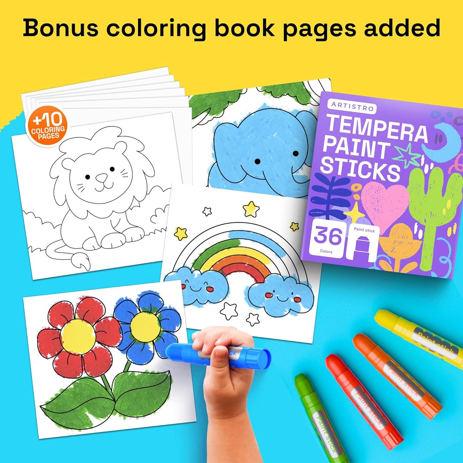 imageARTISTRO 100 Washable Tempera Paint Sticks for Kids 12 Nontoxic Paint Markers for Kids Color Sticks with Twist Design36 Markers