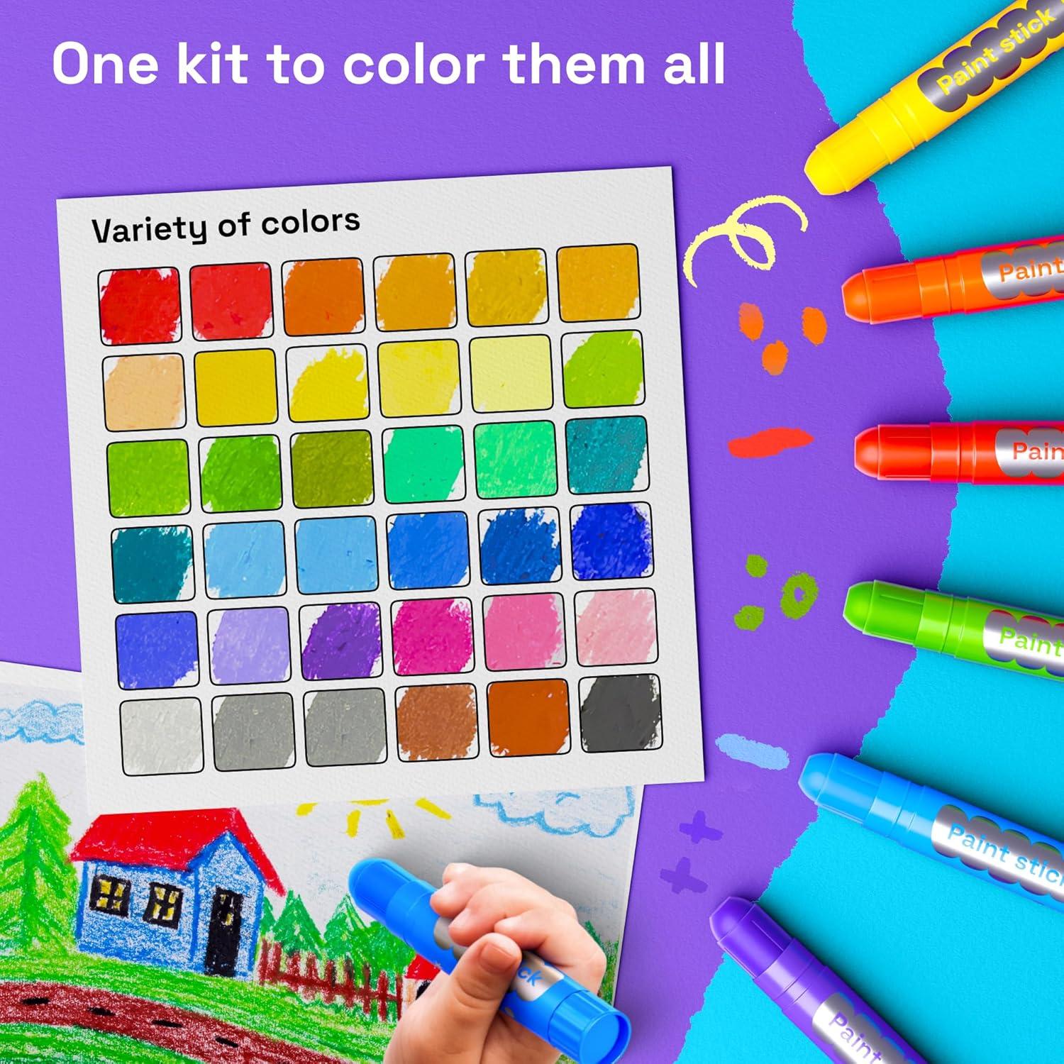 imageARTISTRO 100 Washable Tempera Paint Sticks for Kids 12 Nontoxic Paint Markers for Kids Color Sticks with Twist Design36 Markers