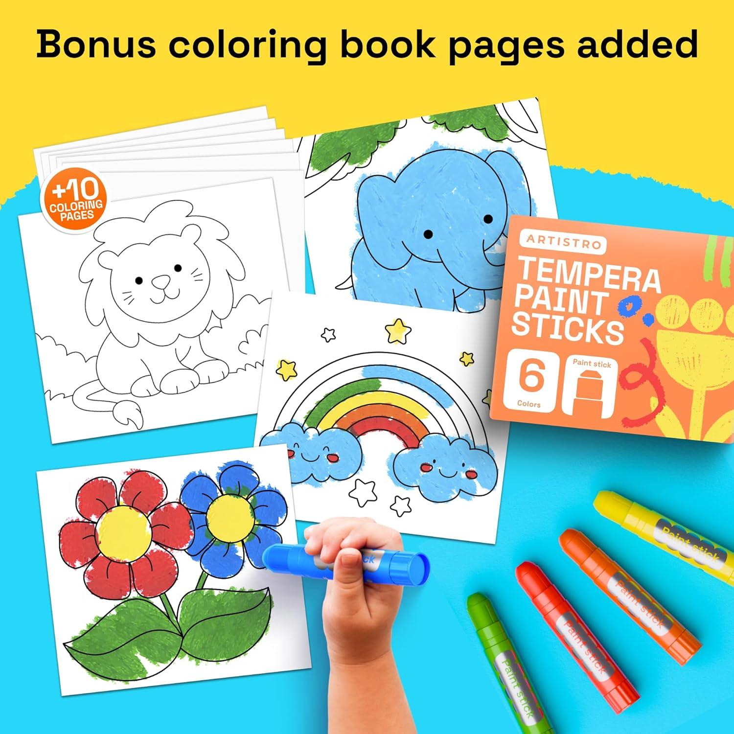 imageARTISTRO 100 Washable Tempera Paint Sticks for Kids 12 Nontoxic Paint Markers for Kids Color Sticks with Twist Design6 Markers