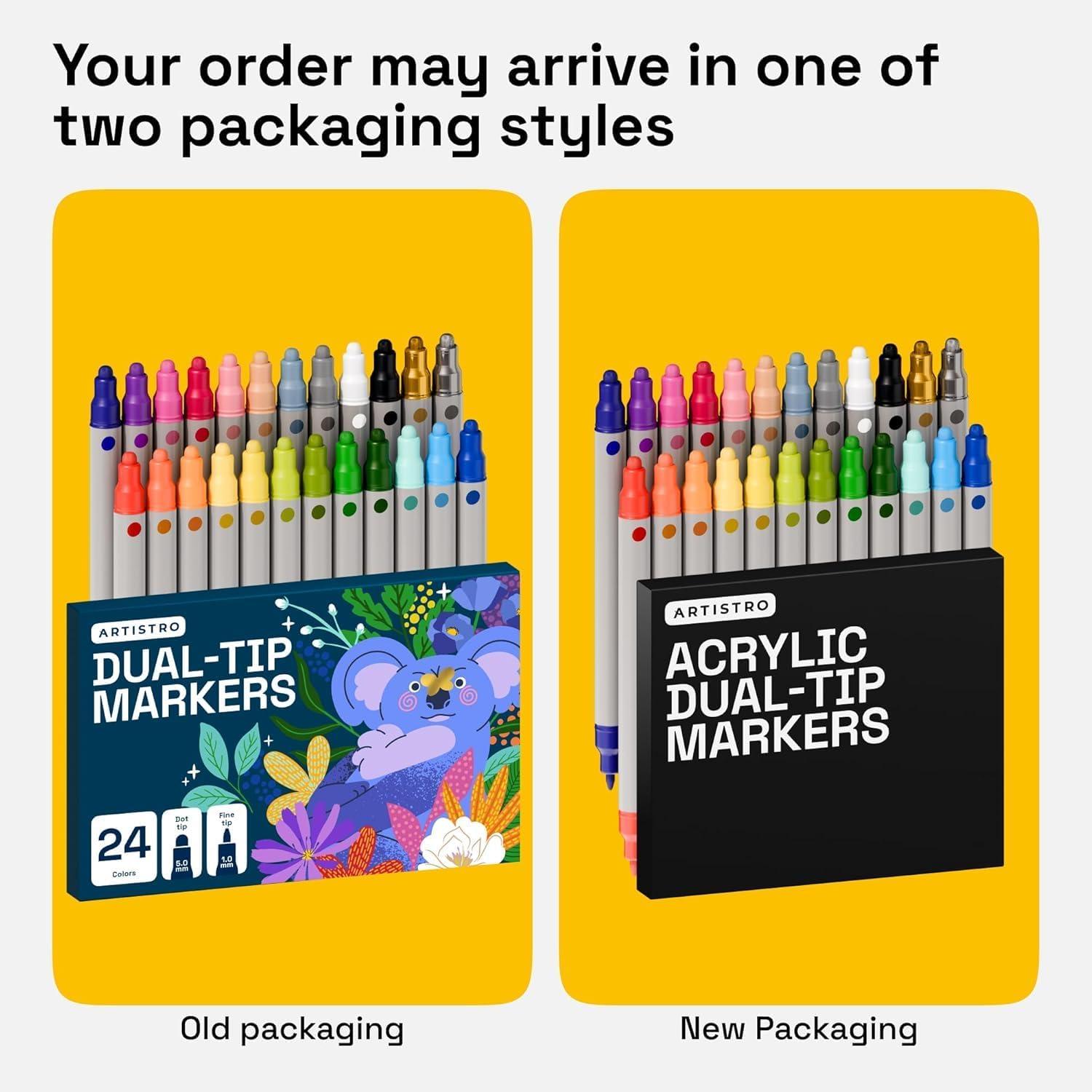 imageARTISTRO 12 Acrylic Paint Markers for Rock Fabric Wood Glass Craft Decoration DualTip Paint Pens Stocking Stuffers Christmas Gift Idea for Teens Grandkids Kids Art Supplies24