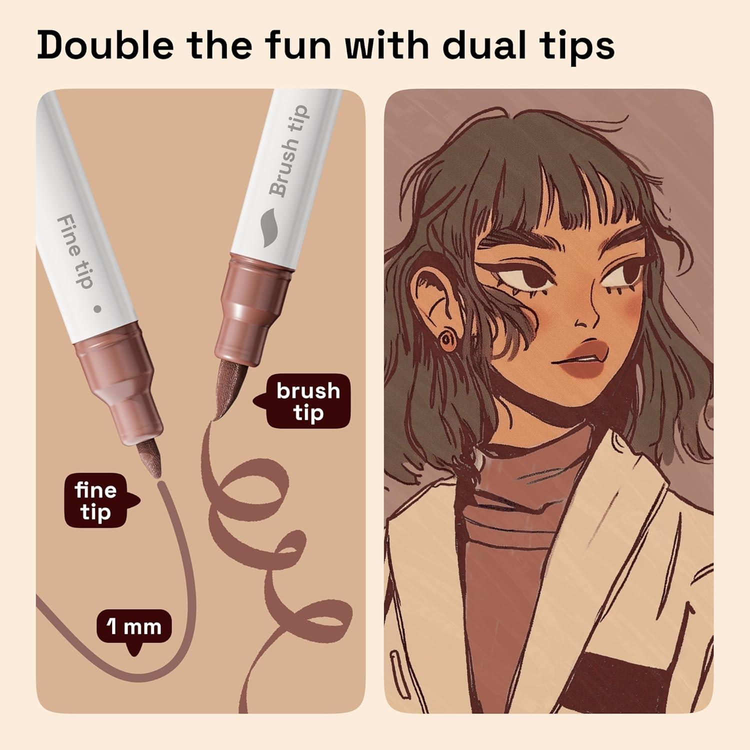 imageARTISTRO 12 Acrylic Paint Pens Dual Tip Brush Fine Ideal for Calligraphy Acrylic Paint Markers for Fabric Rock Glass Wood DIY Art Supplies Stocking Stuffers Christmas Gift Idea24