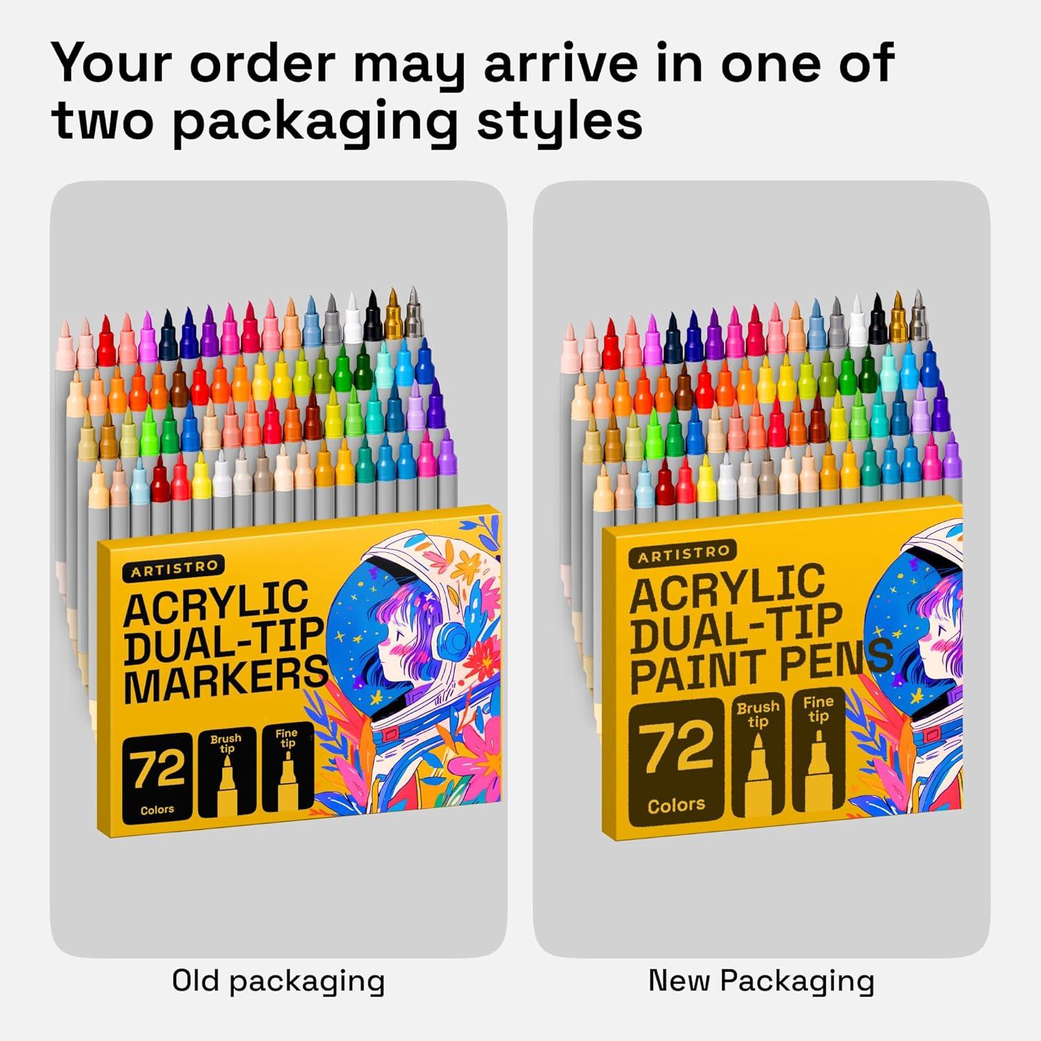 imageARTISTRO 12 Acrylic Paint Pens Dual Tip Brush Fine Ideal for Calligraphy Acrylic Paint Markers for Fabric Rock Glass Wood DIY Art Supplies Stocking Stuffers Christmas Gift Idea72