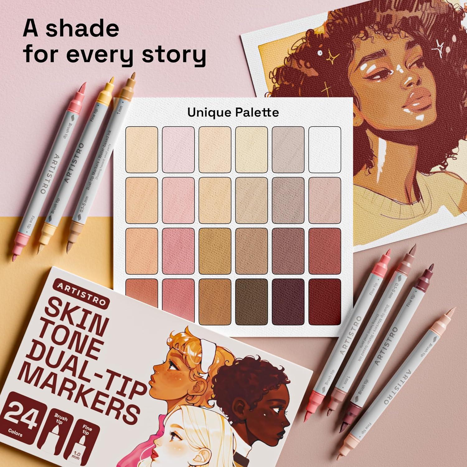 imageARTISTRO 12 Acrylic Paint Pens Dual Tip Brush Fine Ideal for Calligraphy Acrylic Paint Markers for Fabric Rock Glass Wood DIY Art Supplies Stocking Stuffers Christmas Gift Idea24