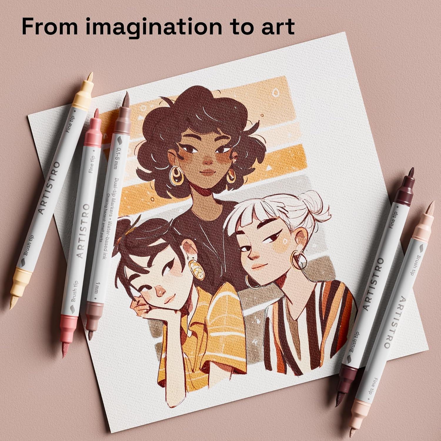 imageARTISTRO 12 Acrylic Paint Pens Dual Tip Brush Fine Ideal for Calligraphy Acrylic Paint Markers for Fabric Rock Glass Wood DIY Art Supplies Stocking Stuffers Christmas Gift Idea24