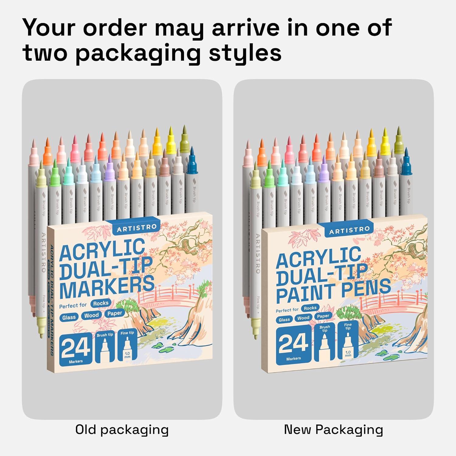 imageARTISTRO 12 Acrylic Paint Pens Dual Tip Brush Fine Ideal for Calligraphy Acrylic Paint Markers for Fabric Rock Glass Wood DIY Art Supplies Stocking Stuffers Christmas Gift Idea24