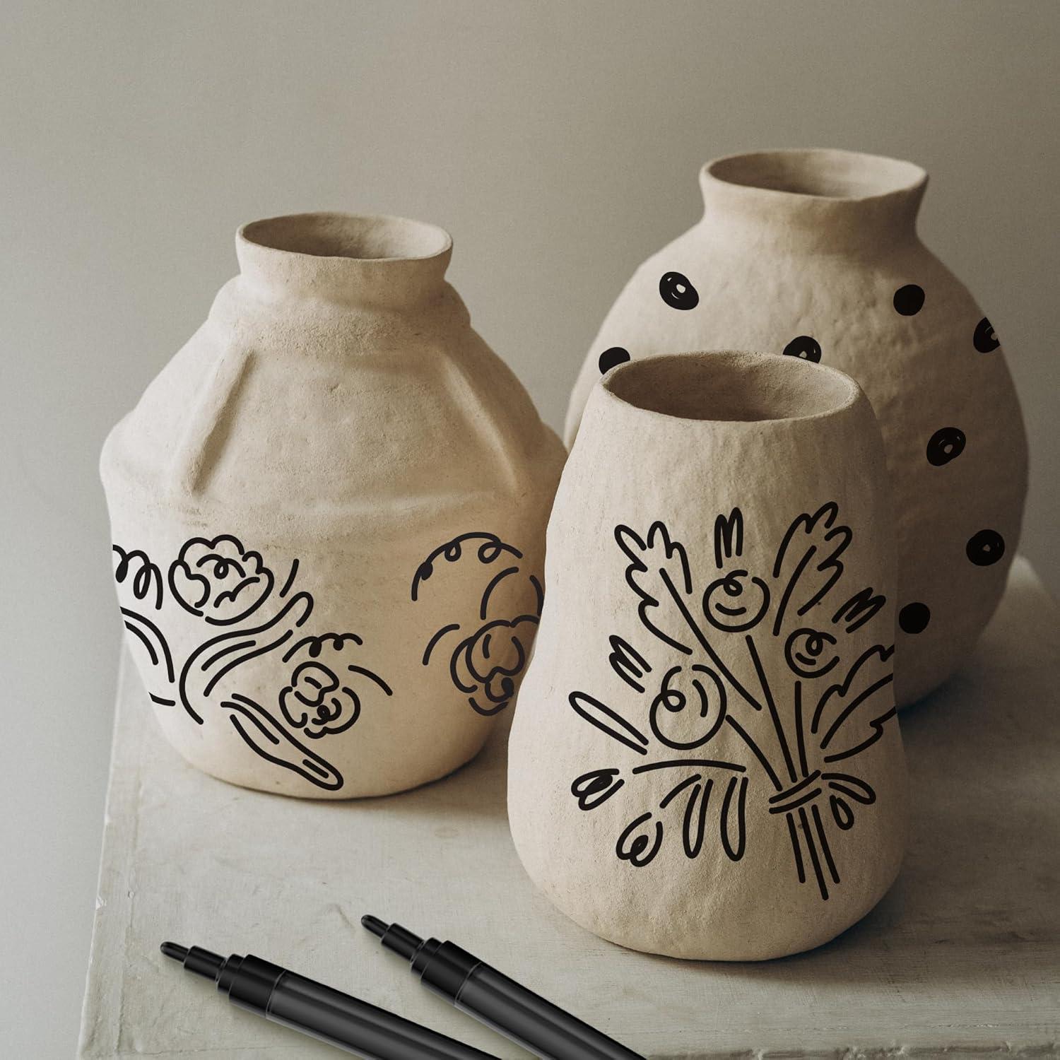 imageARTISTRO 12 Black Acrylic Paint Markers Medium Point Paint Pens for Rock Wood Glass Ceramic Black Paper Scrapbooking Crafts Card Making DIY Photo Album CeramicMedium Tip Black