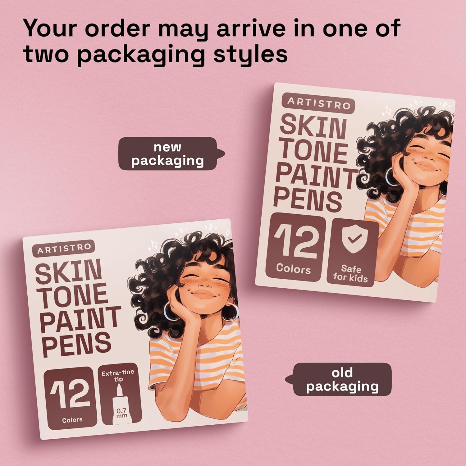 imageARTISTRO 12 Metallic Paint Pens for Glass Rock Painting Ceramic Wood Fabric Pebbles Scrapbook Journals Photo Albums Card Stocks Acrylic Paint Markers ExtraFine Tip 07mmSkin Tones