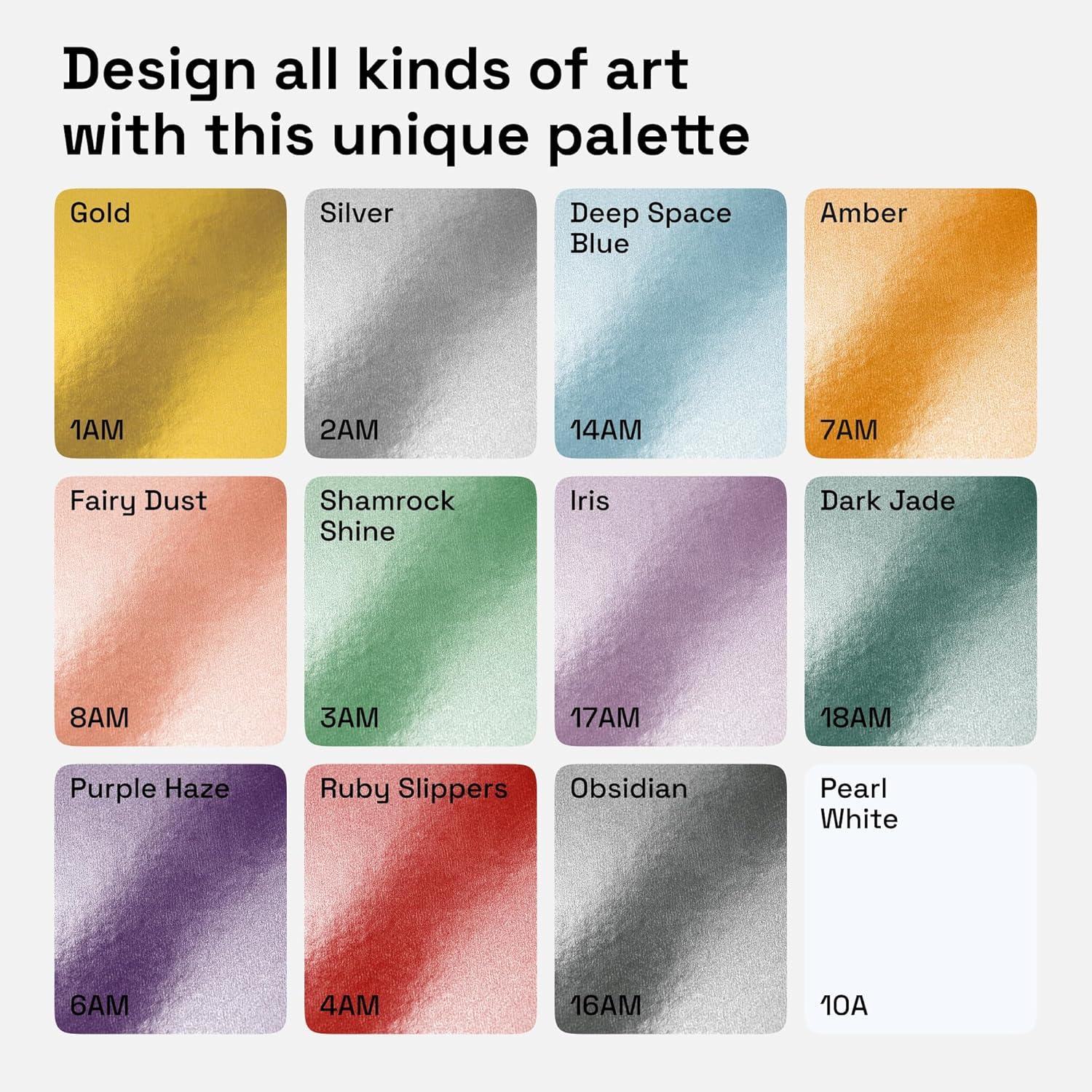 imageARTISTRO 12 Metallic Paint Pens for Glass Rock Painting Ceramic Wood Fabric Pebbles Scrapbook Journals Photo Albums Card Stocks Acrylic Paint Markers ExtraFine Tip 07mmMetallic