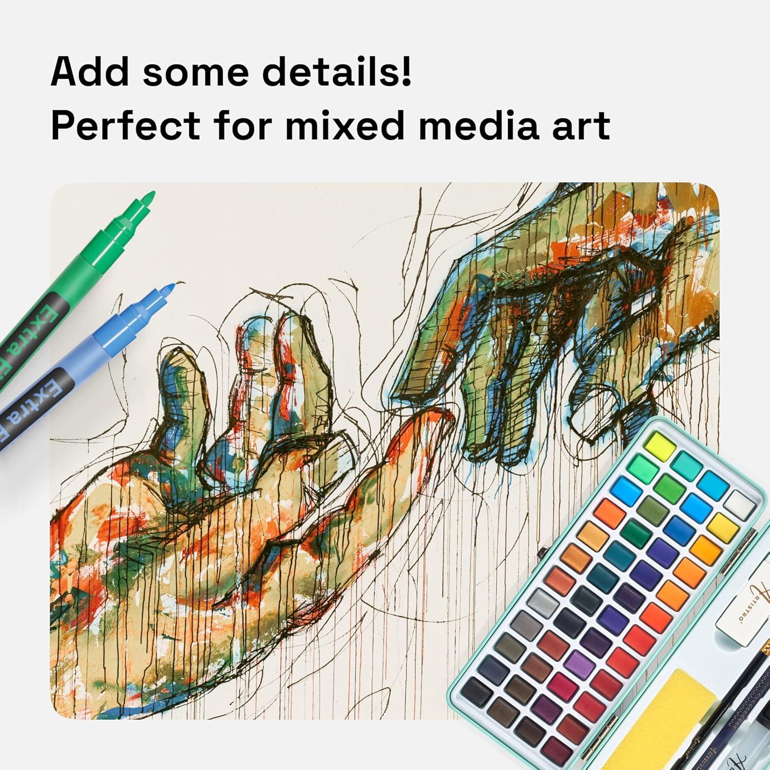 imageARTISTRO 12 Metallic Paint Pens for Glass Rock Painting Ceramic Wood Fabric Pebbles Scrapbook Journals Photo Albums Card Stocks Acrylic Paint Markers ExtraFine Tip 07mmRegular