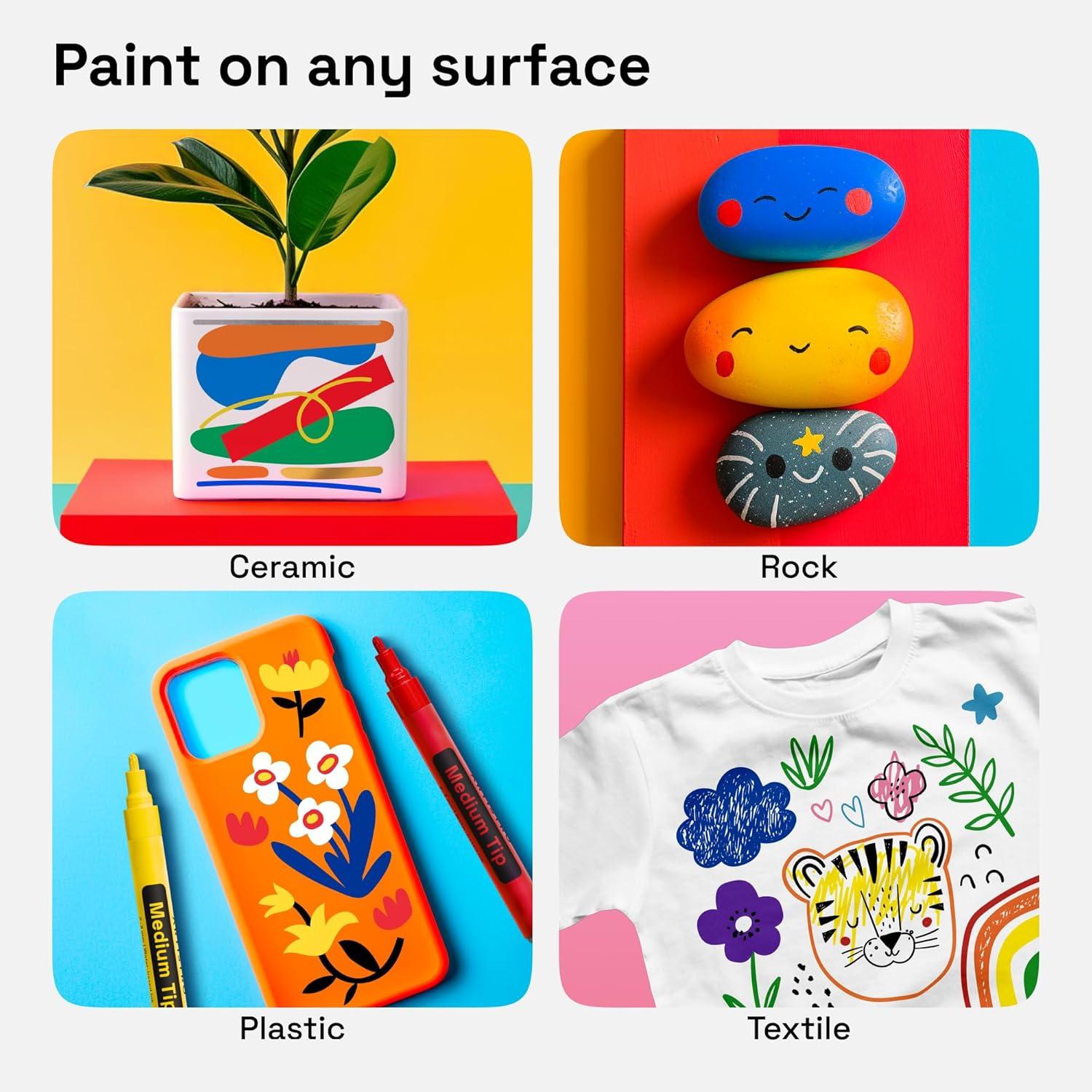 imageARTISTRO 12 Oilbased Gold ampamp Silver Paint Pens 07mm ExtraFine Markers for Tire Wood Rock Fabric Glass Ceramic Metal Plastic and More Quick Dry WaterproofMulticolor