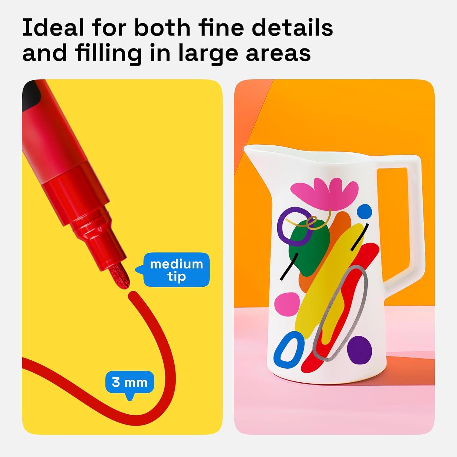 imageARTISTRO 12 Oilbased Gold ampamp Silver Paint Pens 07mm ExtraFine Markers for Tire Wood Rock Fabric Glass Ceramic Metal Plastic and More Quick Dry WaterproofMulticolor