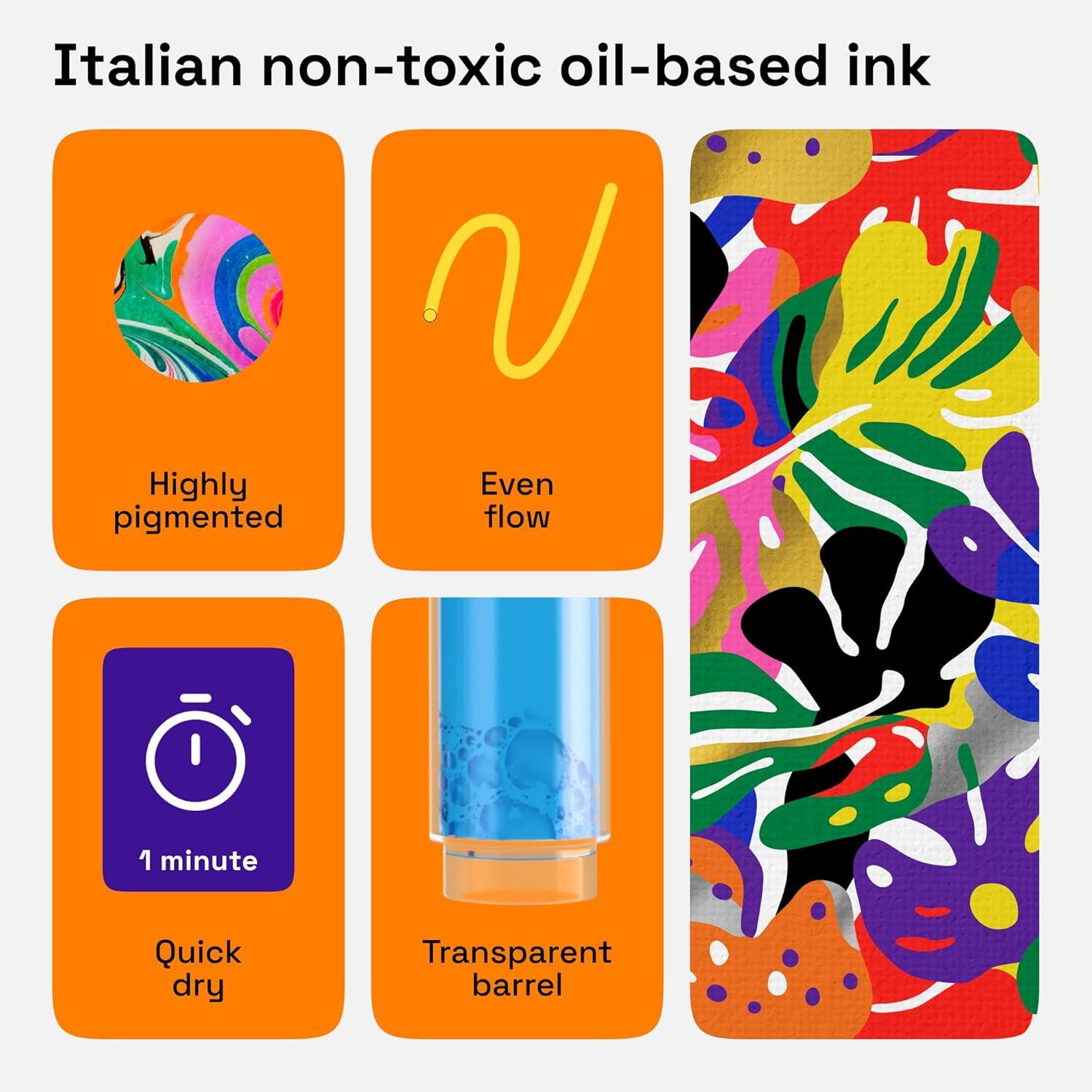 imageARTISTRO 12 Oilbased Gold ampamp Silver Paint Pens 07mm ExtraFine Markers for Tire Wood Rock Fabric Glass Ceramic Metal Plastic and More Quick Dry WaterproofMulticolor