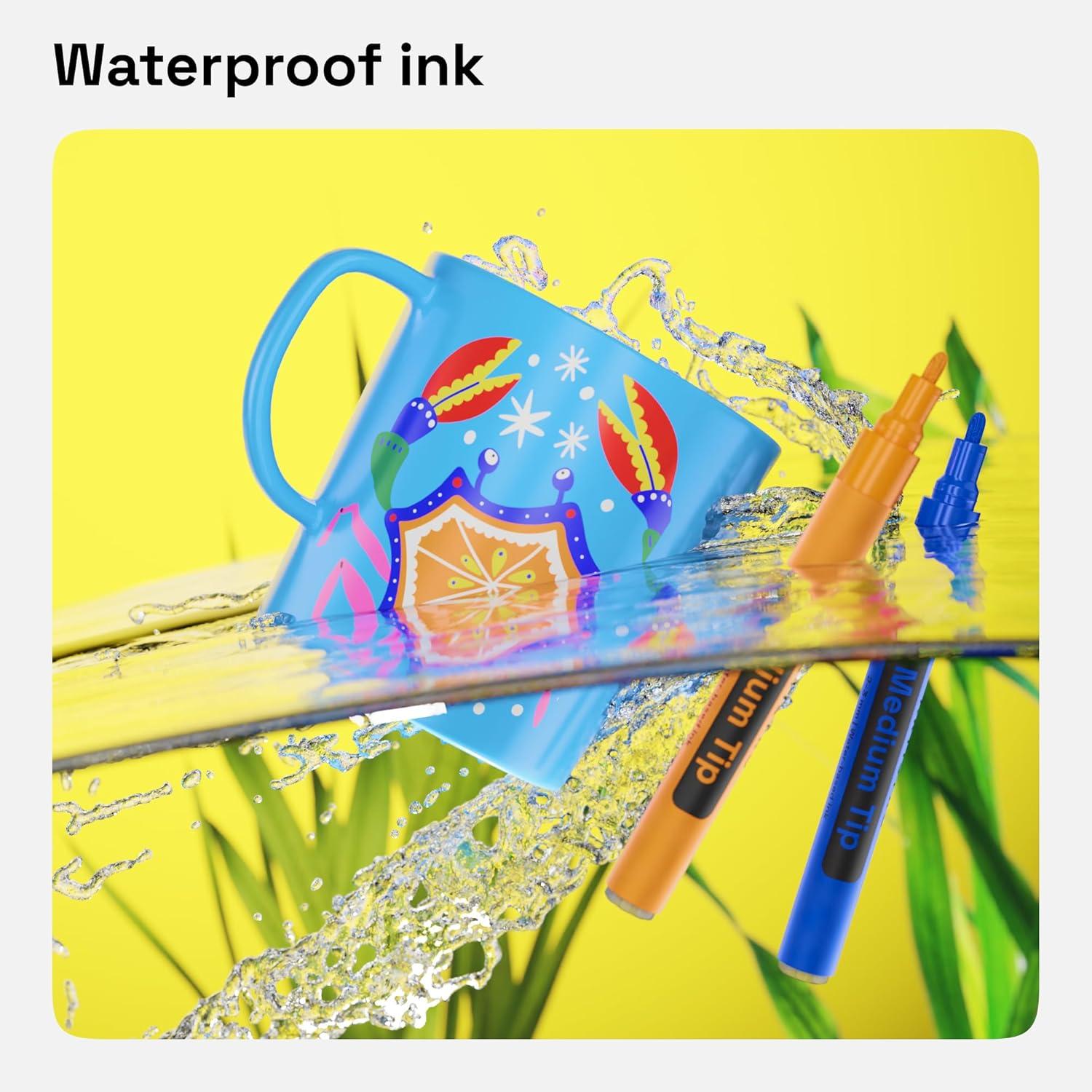 imageARTISTRO 12 Oilbased Gold ampamp Silver Paint Pens 07mm ExtraFine Markers for Tire Wood Rock Fabric Glass Ceramic Metal Plastic and More Quick Dry WaterproofMulticolor