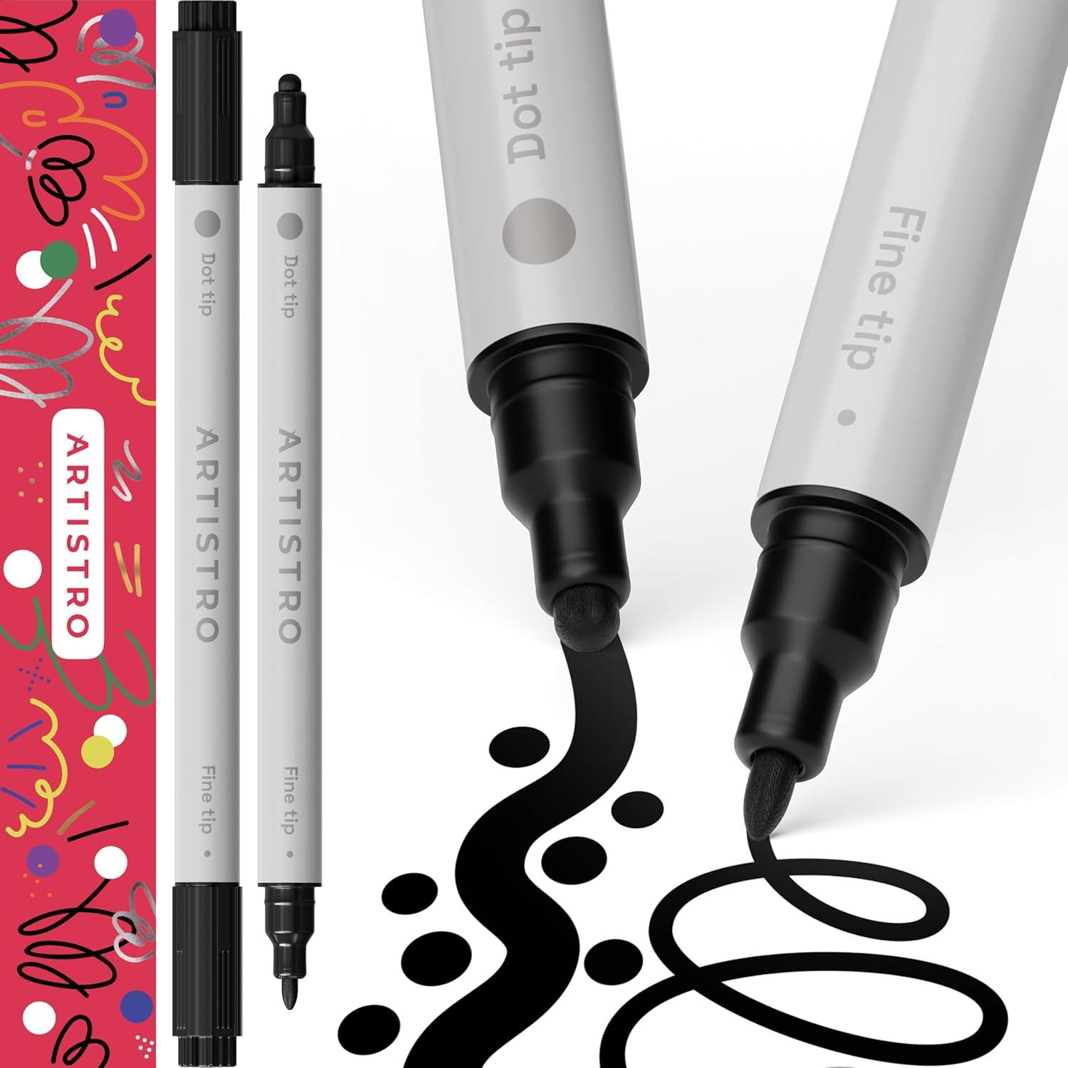 imageARTISTRO 15 Acrylic Paint Pens Art Set Acrylic Paint Markers Fabric Markers for Textile Canvas Rock Glass Wood Paper Pumpkin DIY for Kids and AdultsBlack