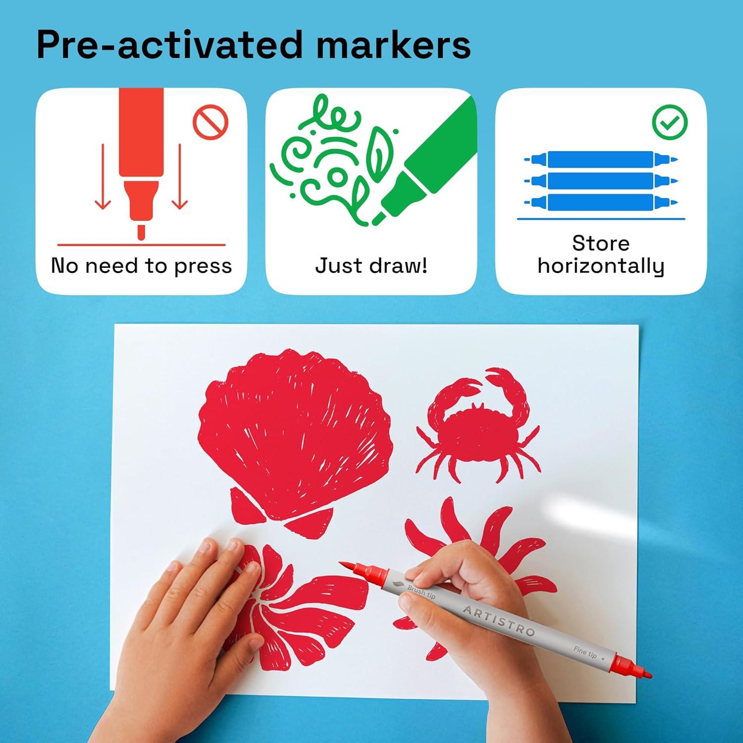 imageARTISTRO 15 Acrylic Paint Pens Art Set Acrylic Paint Markers Fabric Markers for Textile Canvas Rock Glass Wood Paper Pumpkin DIY for Kids and AdultsRed