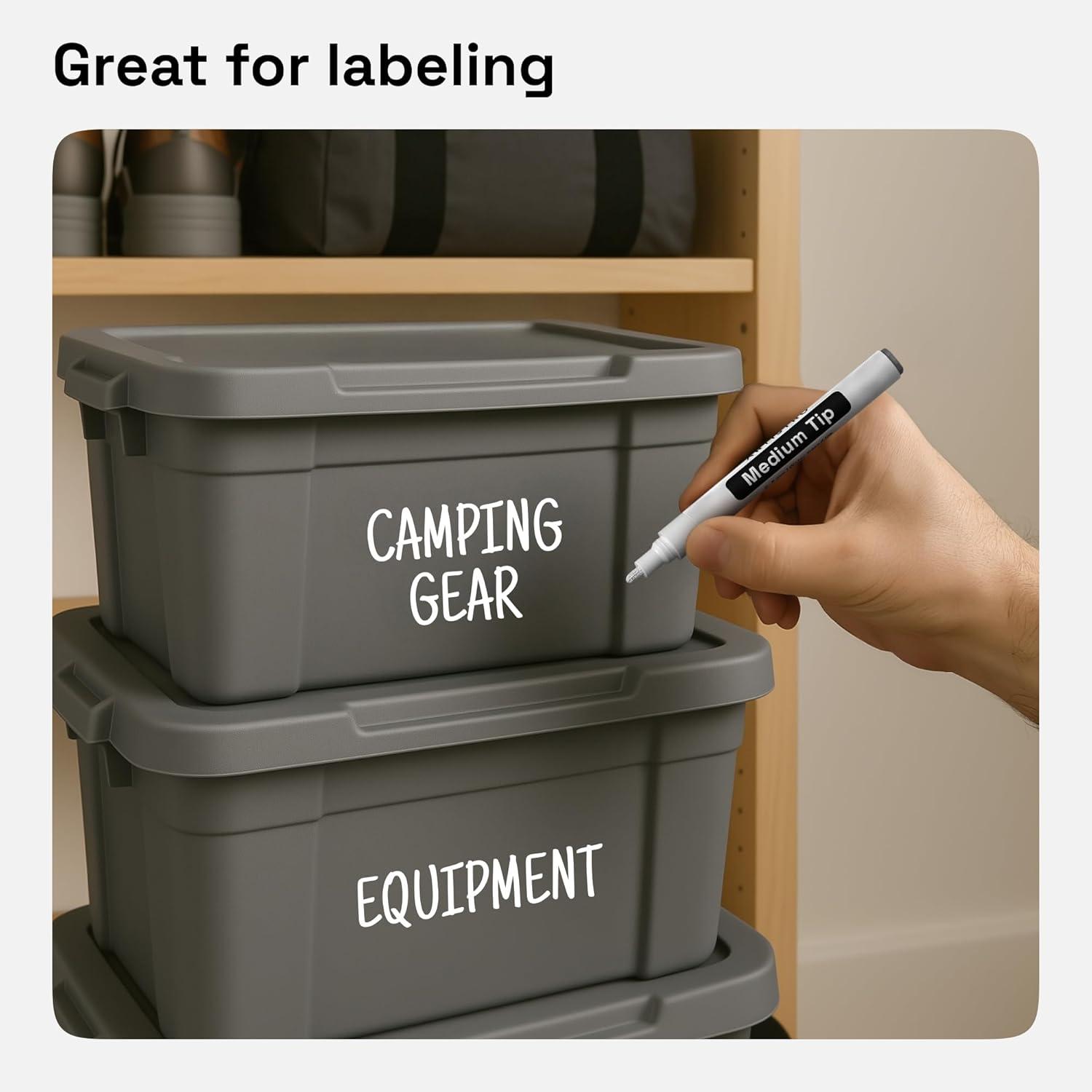 imageARTISTRO 15 OilBased Permanent Paint Markers Set of Fine Tip Markers for Wood Rock Fabric Glass Ceramic Metal Plastic and More Quick Dry Waterproof PermanentWhite