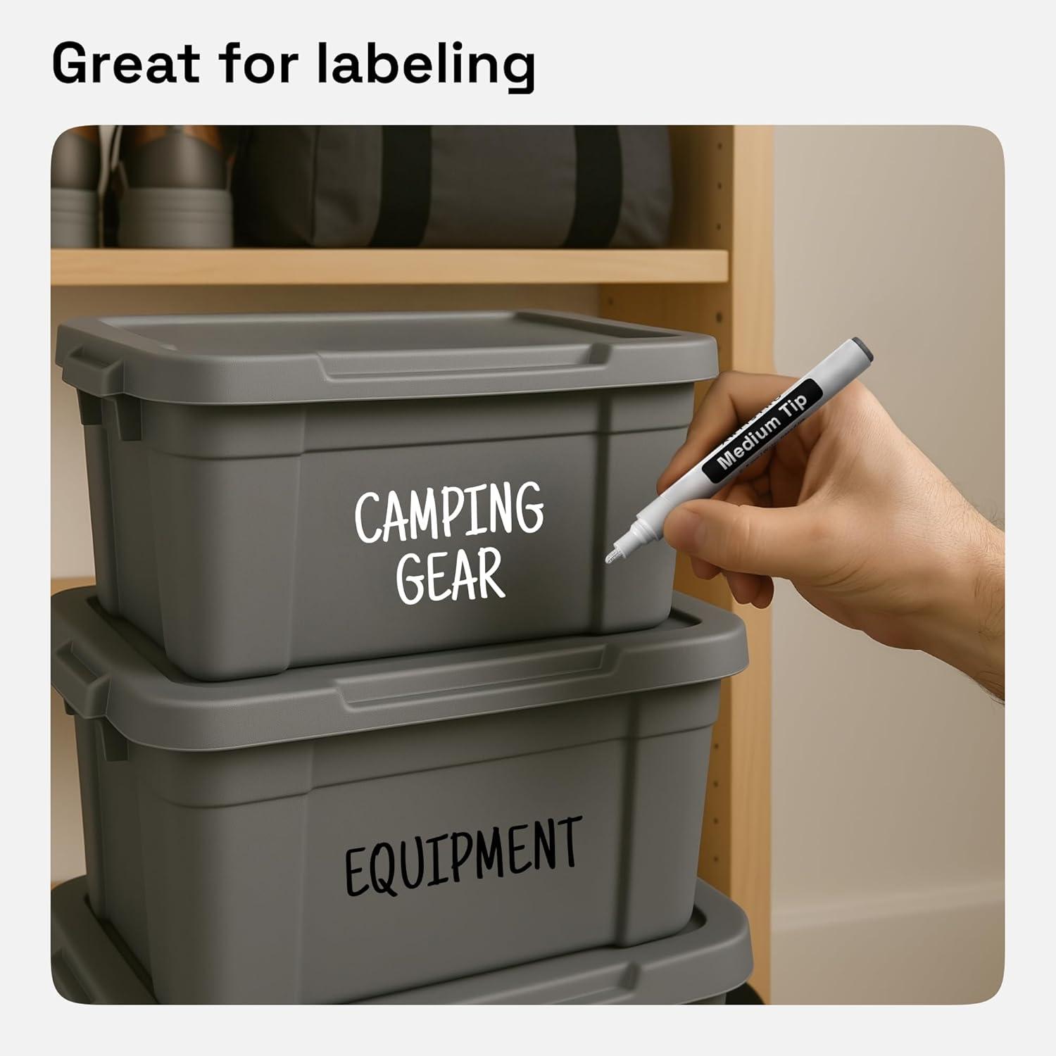 imageARTISTRO 15 OilBased Permanent Paint Markers Set of Fine Tip Markers for Wood Rock Fabric Glass Ceramic Metal Plastic and More Quick Dry Waterproof PermanentBlack White