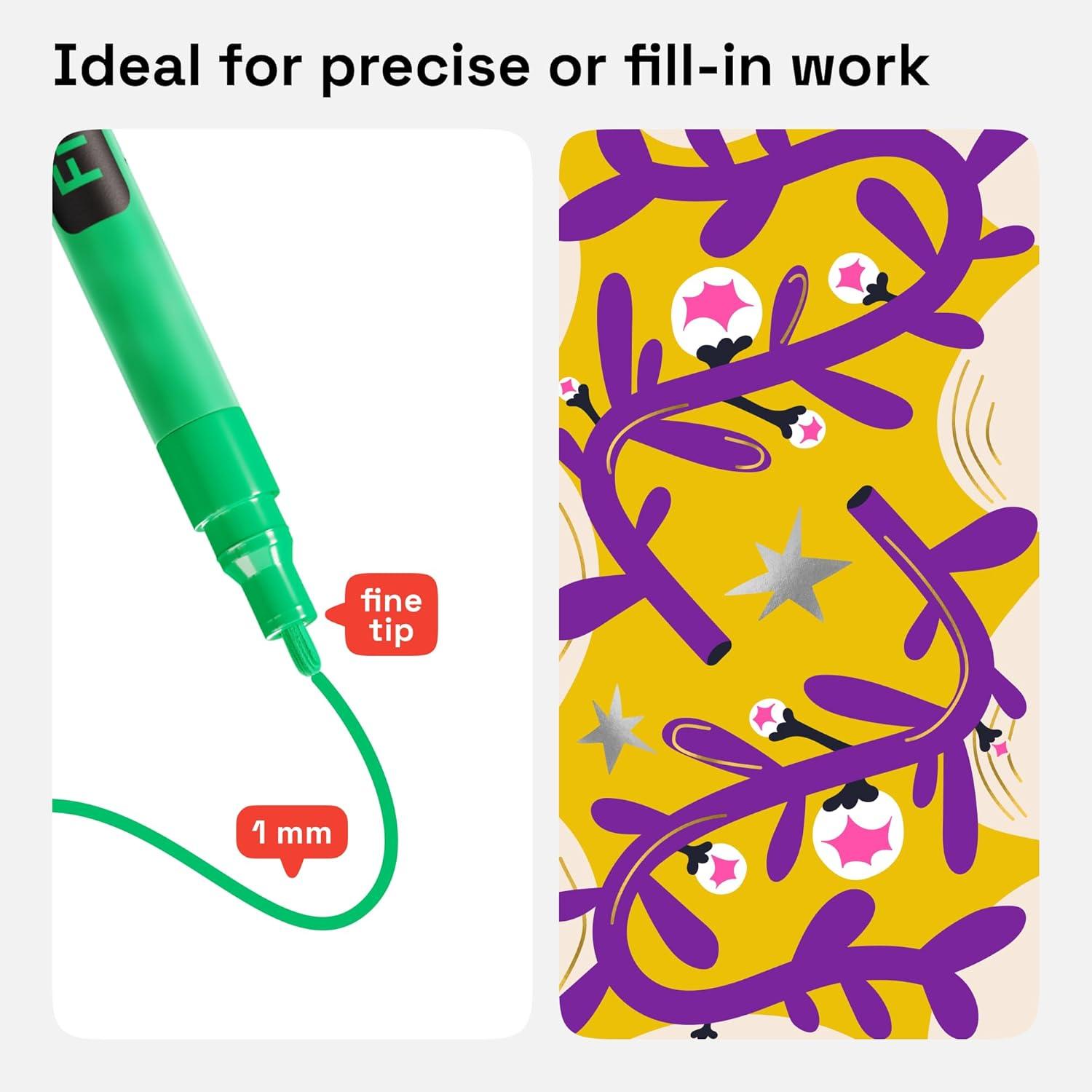 imageARTISTRO 15 OilBased Permanent Paint Markers Set of Fine Tip Markers for Wood Rock Fabric Glass Ceramic Metal Plastic and More Quick Dry Waterproof PermanentMulticolor