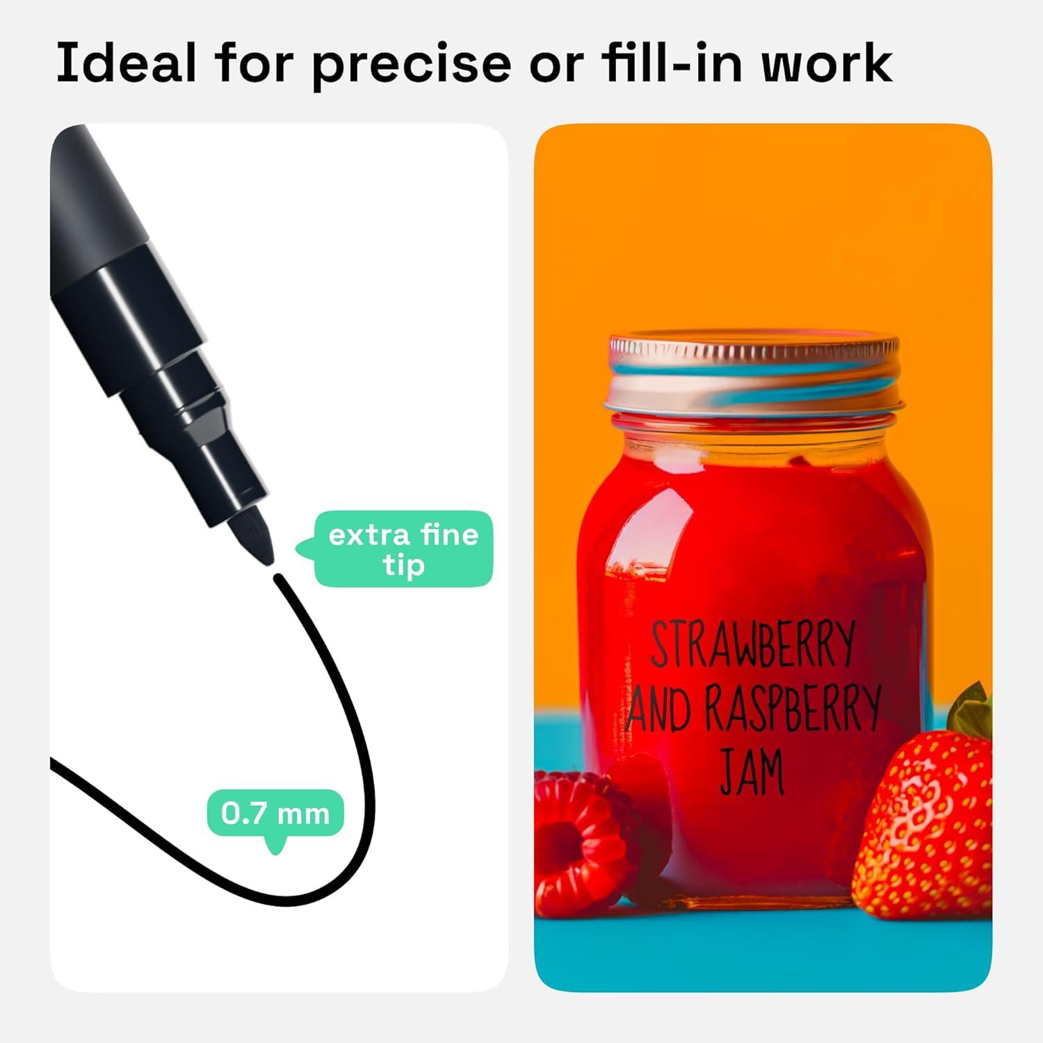 imageARTISTRO 15 OilBased Permanent Paint Markers Set of Fine Tip Markers for Wood Rock Fabric Glass Ceramic Metal Plastic and More Quick Dry Waterproof PermanentBlack