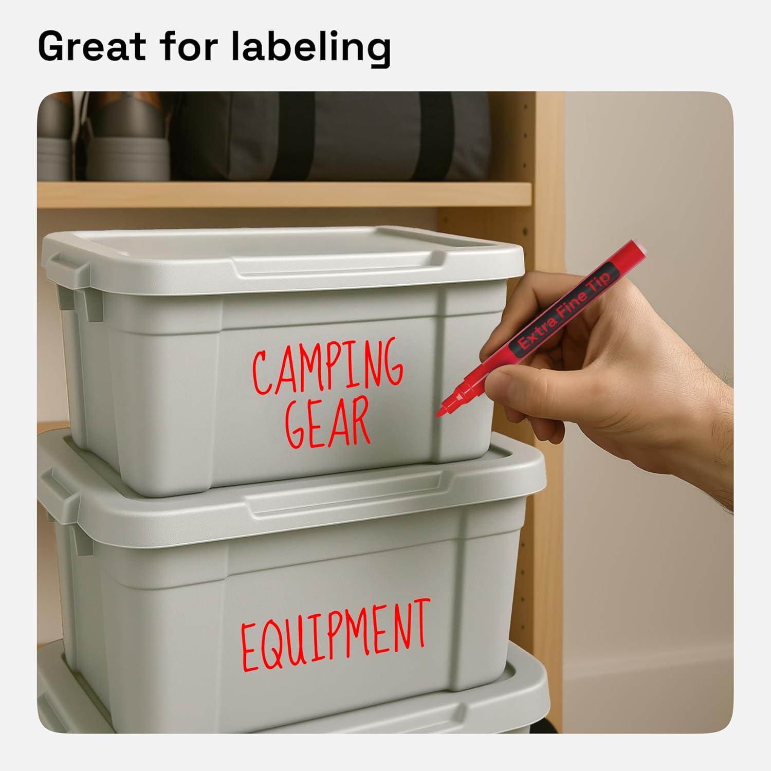 imageARTISTRO 15 OilBased Permanent Paint Markers Set of Fine Tip Markers for Wood Rock Fabric Glass Ceramic Metal Plastic and More Quick Dry Waterproof PermanentRed