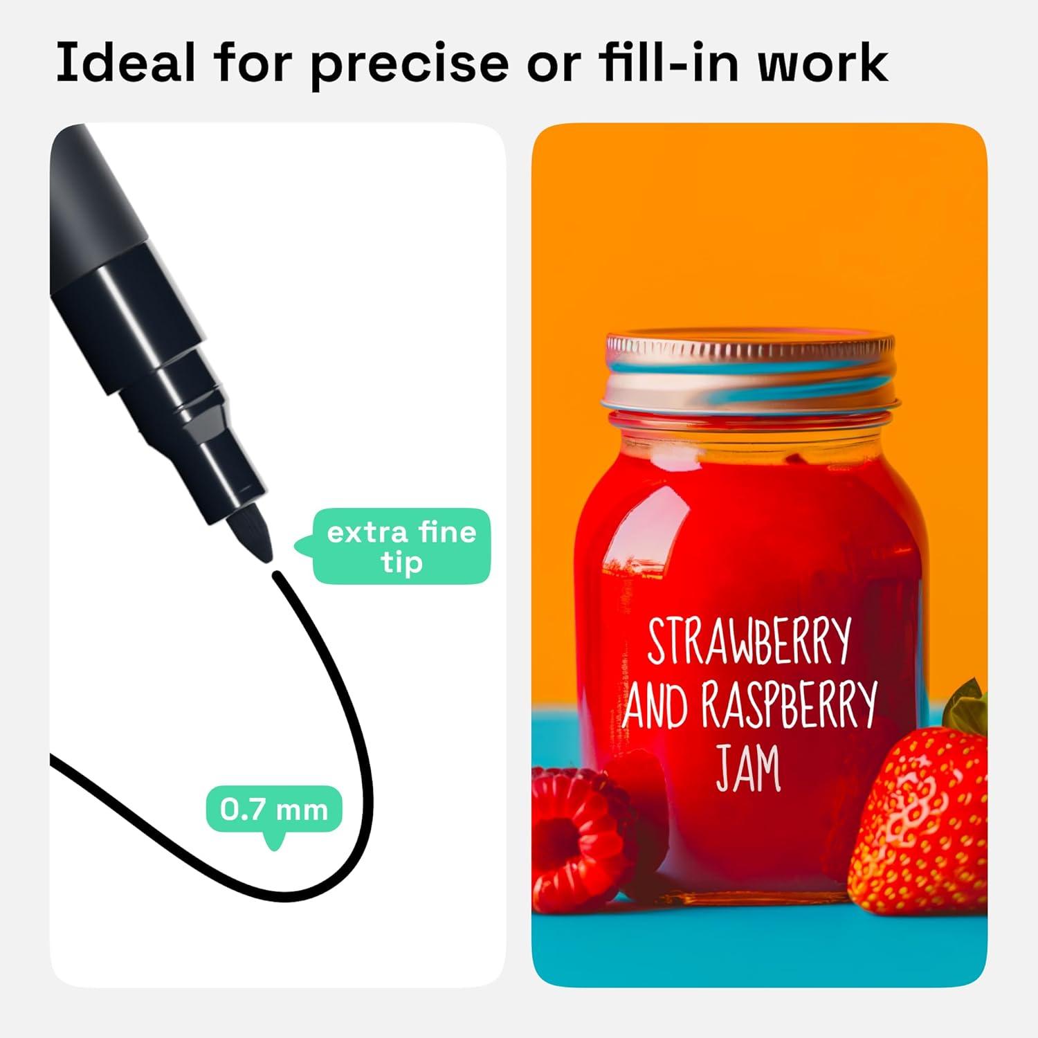 imageARTISTRO 15 OilBased Permanent Paint Markers Set of Fine Tip Markers for Wood Rock Fabric Glass Ceramic Metal Plastic and More Quick Dry Waterproof PermanentBlack White