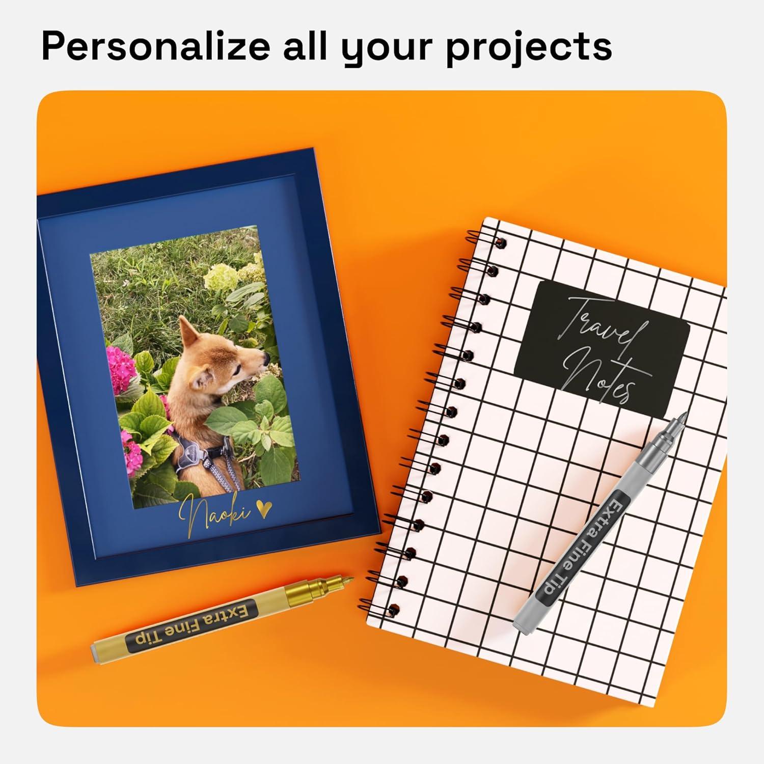 imageARTISTRO 15 OilBased Permanent Paint Markers Set of Fine Tip Markers for Wood Rock Fabric Glass Ceramic Metal Plastic and More Quick Dry Waterproof PermanentSilver Gold