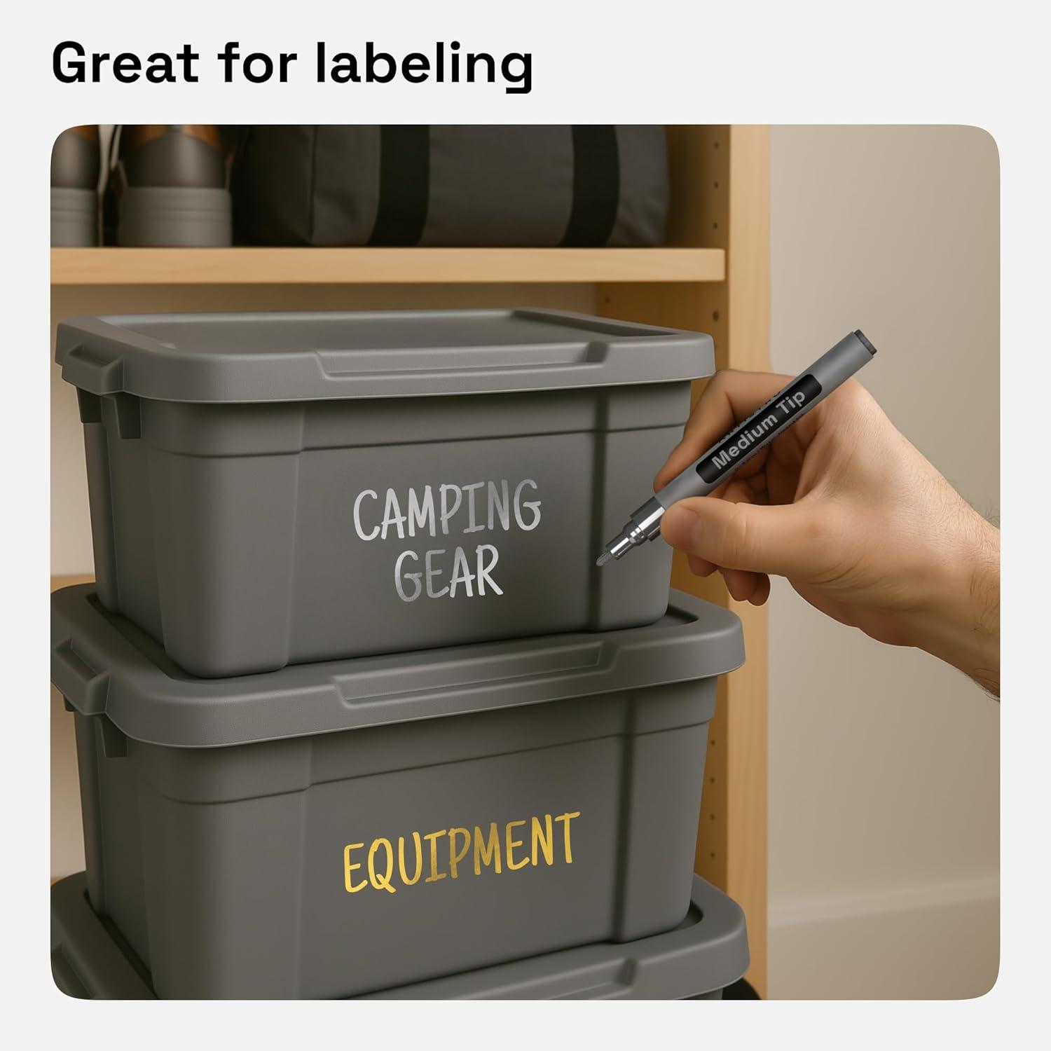 imageARTISTRO 15 OilBased Permanent Paint Markers Set of Fine Tip Markers for Wood Rock Fabric Glass Ceramic Metal Plastic and More Quick Dry Waterproof PermanentSilver Gold