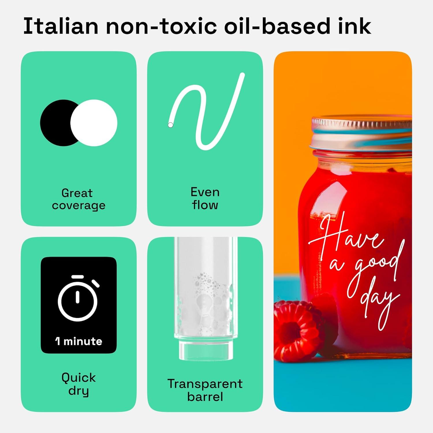 imageARTISTRO 15 OilBased Permanent Paint Markers Set of Fine Tip Markers for Wood Rock Fabric Glass Ceramic Metal Plastic and More Quick Dry Waterproof PermanentWhite