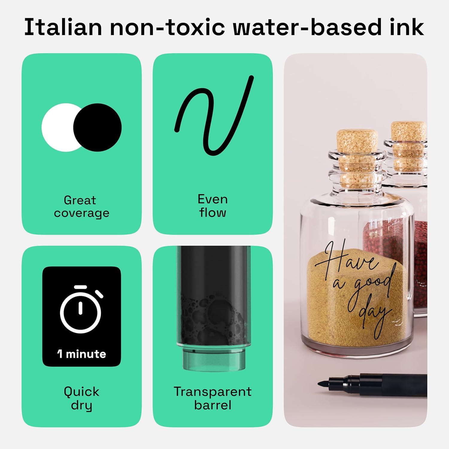 imageARTISTRO 2 Gold Acrylic Paint Markers 07mm Extra FineTip Metallic Paint Pens Perfect for Crafting Art Projects ampamp MoreBlack