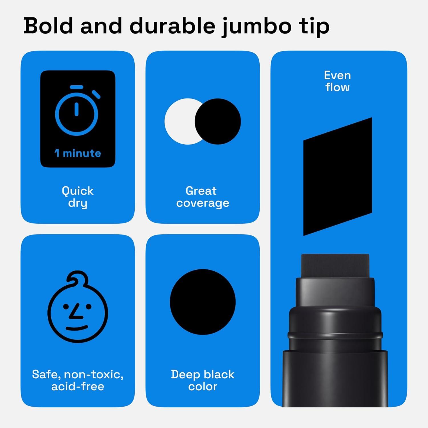 imageARTISTRO 2 Gold Acrylic Paint Markers 07mm Extra FineTip Metallic Paint Pens Perfect for Crafting Art Projects ampamp MoreBlack