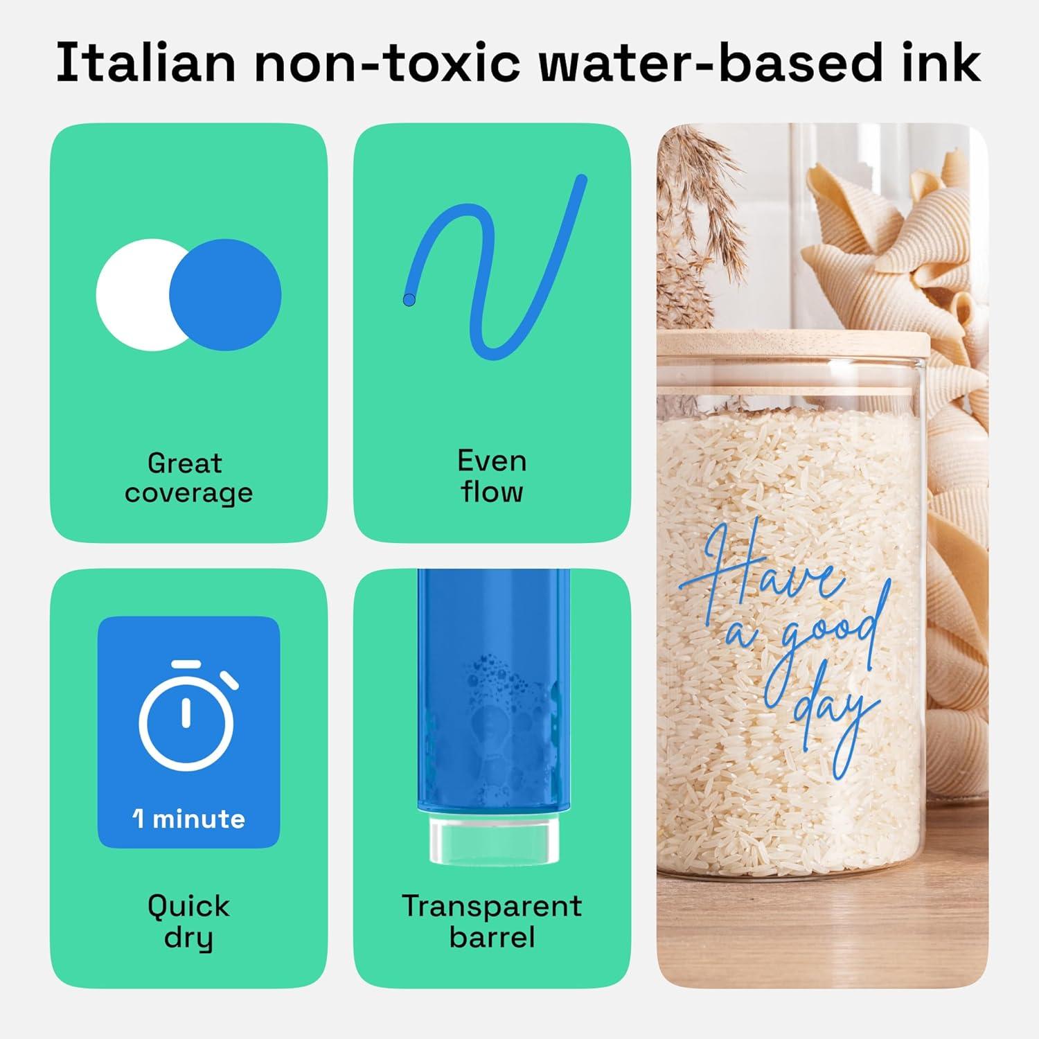 imageARTISTRO 2 Gold Acrylic Paint Markers 07mm Extra FineTip Metallic Paint Pens Perfect for Crafting Art Projects ampamp MoreBlue