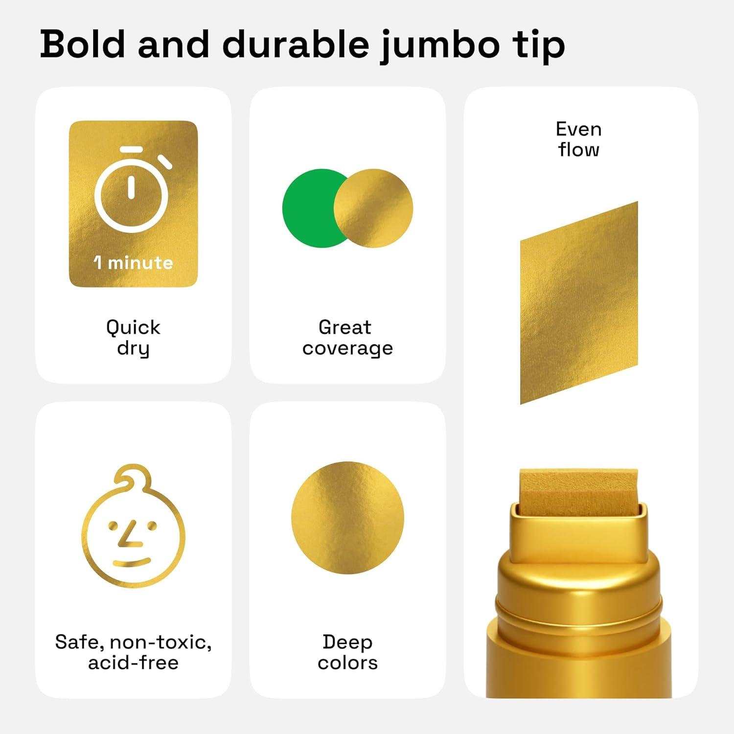 imageARTISTRO 2 Gold Acrylic Paint Markers 07mm Extra FineTip Metallic Paint Pens Perfect for Crafting Art Projects ampamp MoreGold