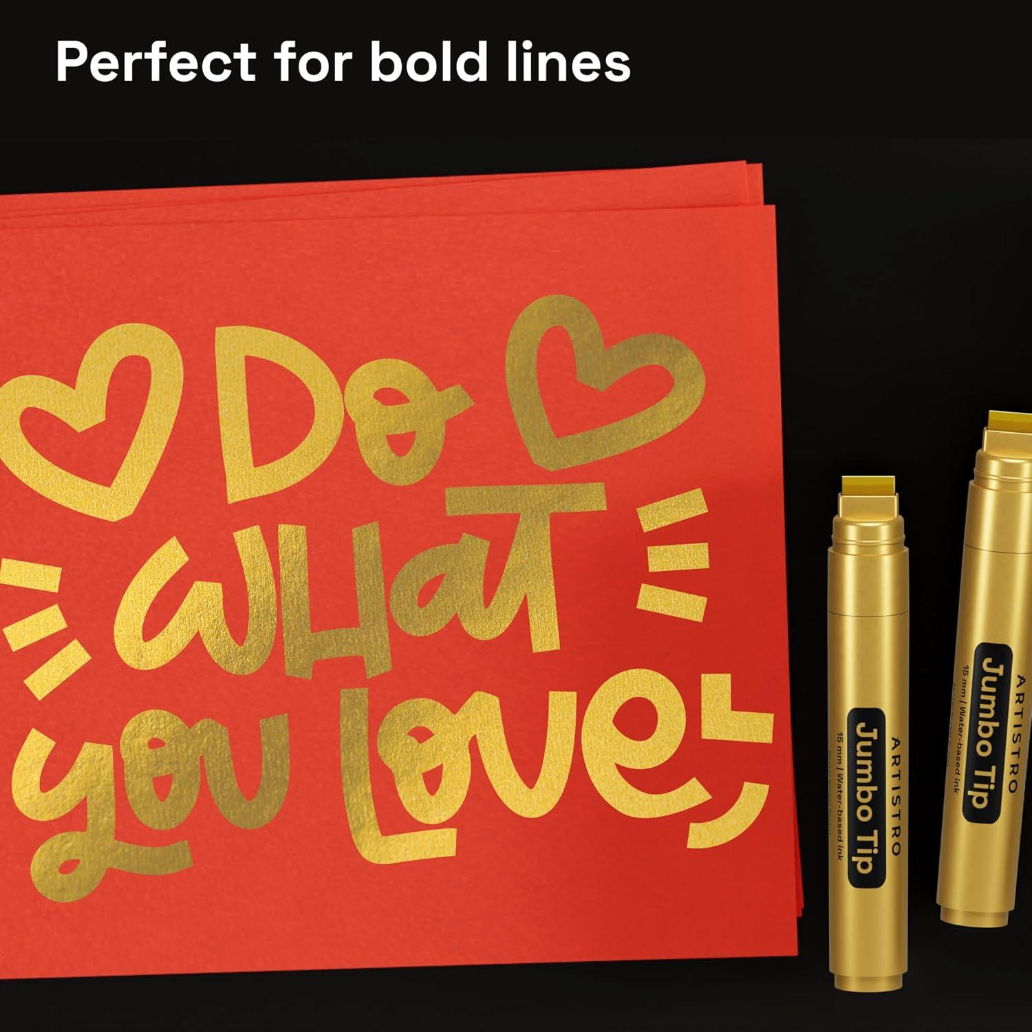 imageARTISTRO 2 Gold Acrylic Paint Markers 07mm Extra FineTip Metallic Paint Pens Perfect for Crafting Art Projects ampamp MoreGold