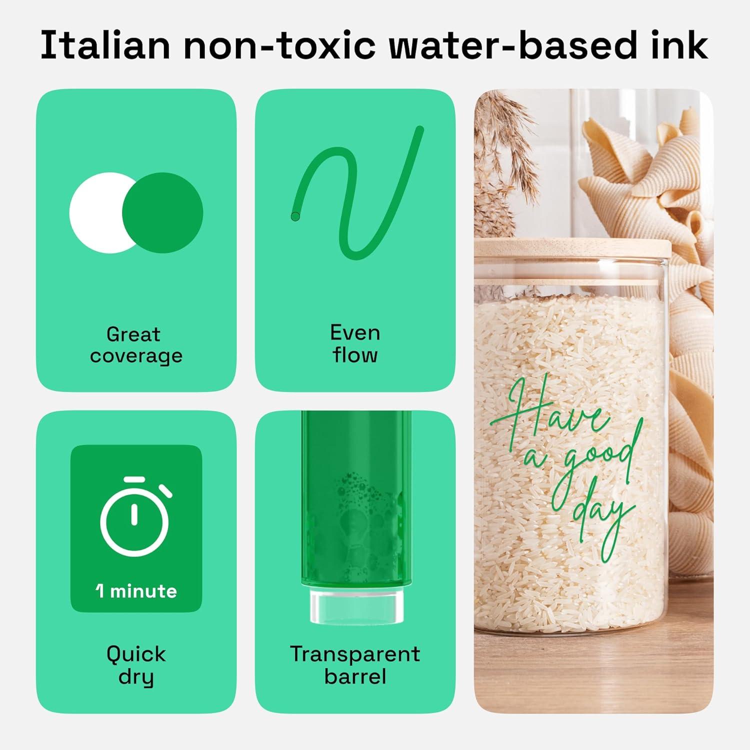 imageARTISTRO 2 Gold Acrylic Paint Markers 07mm Extra FineTip Metallic Paint Pens Perfect for Crafting Art Projects ampamp MoreGreen