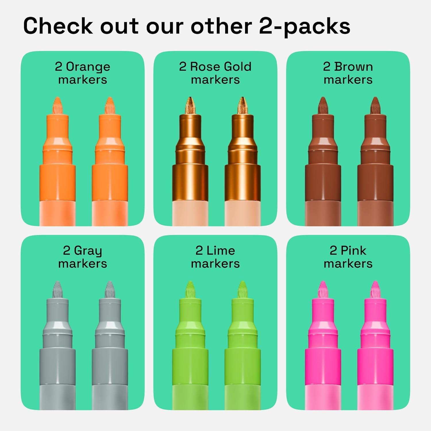 imageARTISTRO 2 Gold Acrylic Paint Markers 07mm Extra FineTip Metallic Paint Pens Perfect for Crafting Art Projects ampamp MoreLight Blue