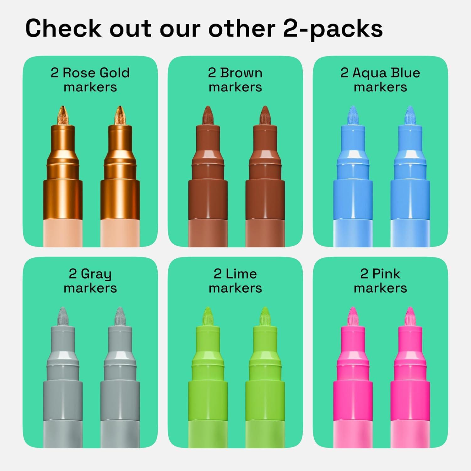 imageARTISTRO 2 Gold Acrylic Paint Markers 07mm Extra FineTip Metallic Paint Pens Perfect for Crafting Art Projects ampamp MoreOrange