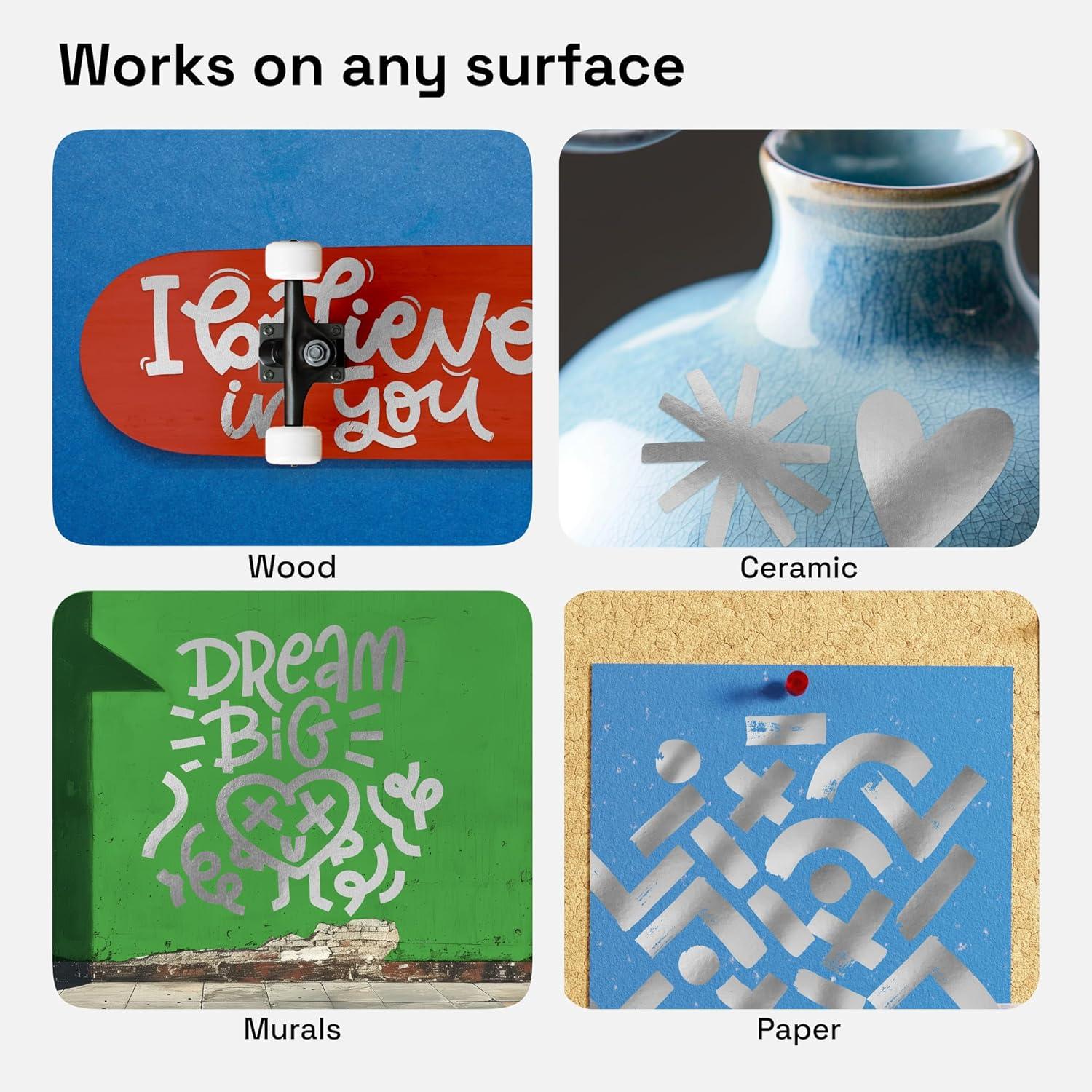 imageARTISTRO 2 Gold Acrylic Paint Markers 07mm Extra FineTip Metallic Paint Pens Perfect for Crafting Art Projects ampamp MoreSilver