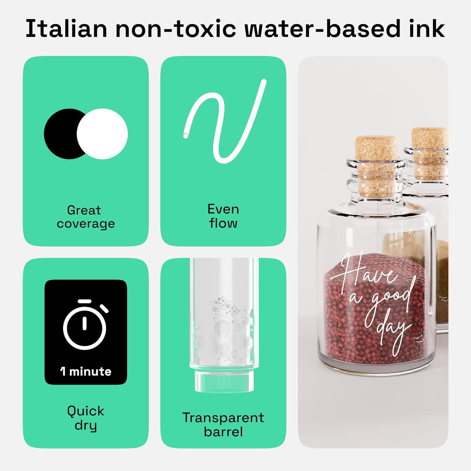 imageARTISTRO 2 Gold Acrylic Paint Markers 07mm Extra FineTip Metallic Paint Pens Perfect for Crafting Art Projects ampamp MoreWhite