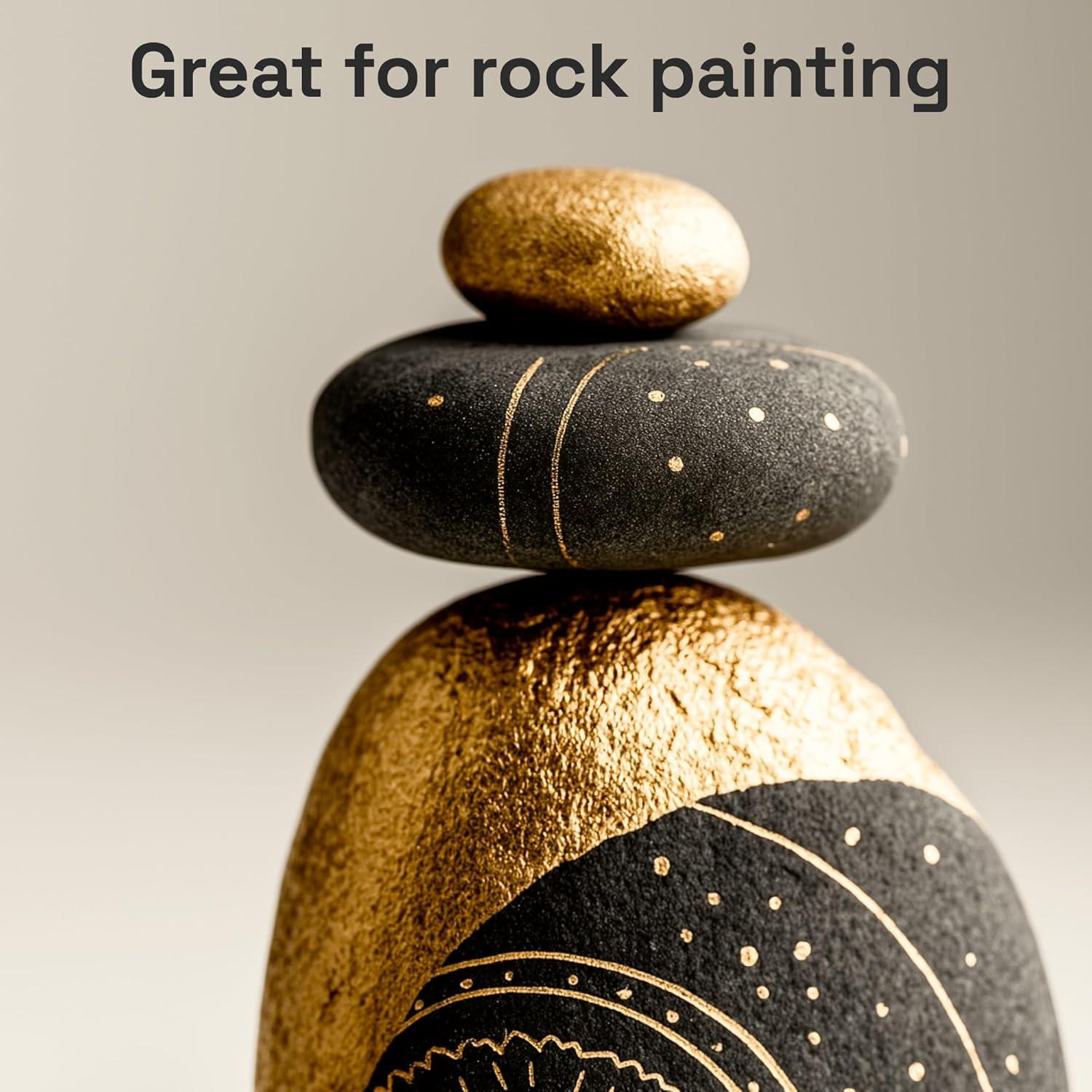 imageARTISTRO 2 Gold Acrylic Paint Markers Brush Tip Paint Pens with Automatic Ink Control System for Rock Egg Wood Fabric Glass Perfect for Crafting Art Projects ampamp More