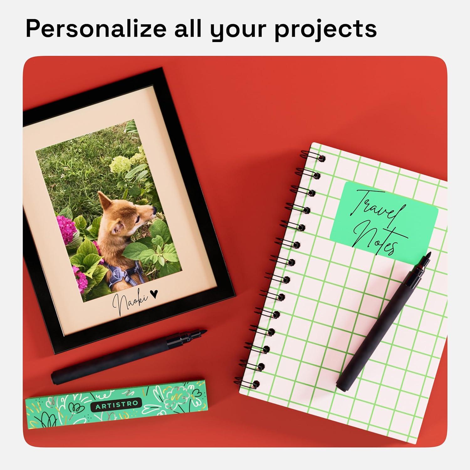 imageARTISTRO 2 White Acrylic Paint Markers 07mm Extra FineTip Paint Pens Perfect for Crafting Art Projects ampamp MoreBlack