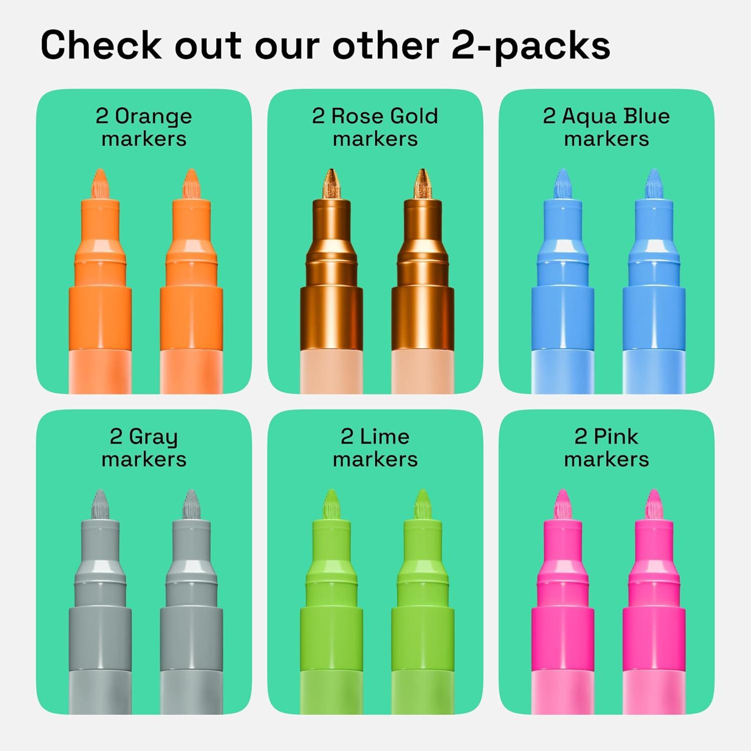 imageARTISTRO 2 White Acrylic Paint Markers 07mm Extra FineTip Paint Pens Perfect for Crafting Art Projects ampamp MoreBrown