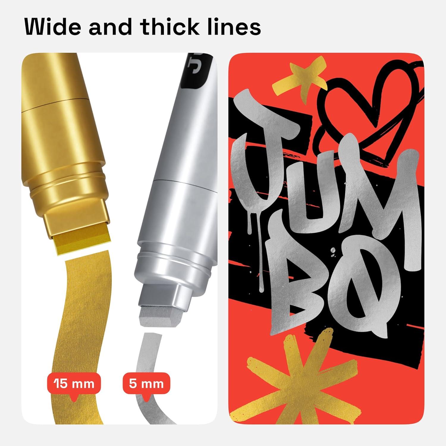 imageARTISTRO 2 White Acrylic Paint Markers 07mm Extra FineTip Paint Pens Perfect for Crafting Art Projects ampamp MoreGold Silver