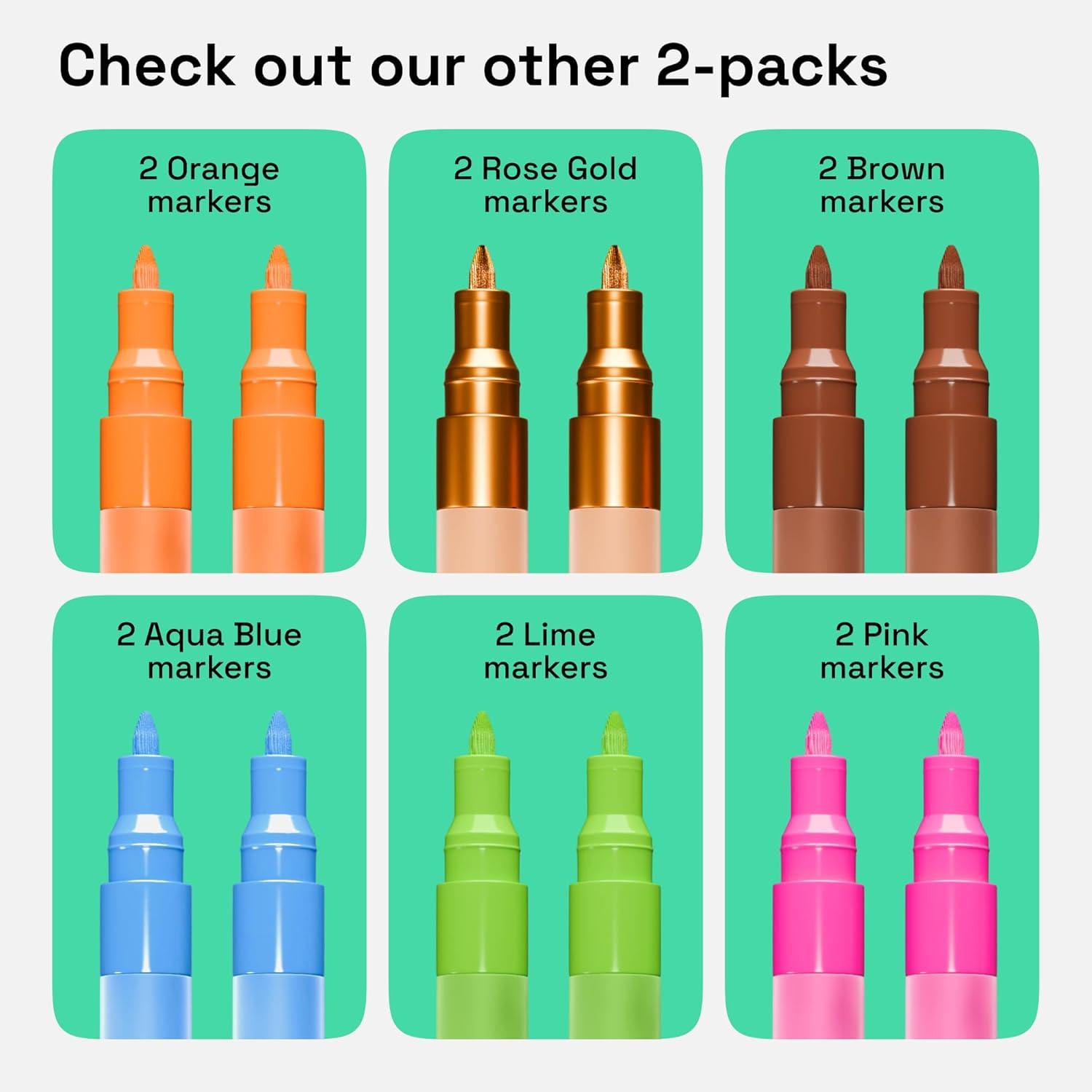 imageARTISTRO 2 White Acrylic Paint Markers 07mm Extra FineTip Paint Pens Perfect for Crafting Art Projects ampamp MoreGray