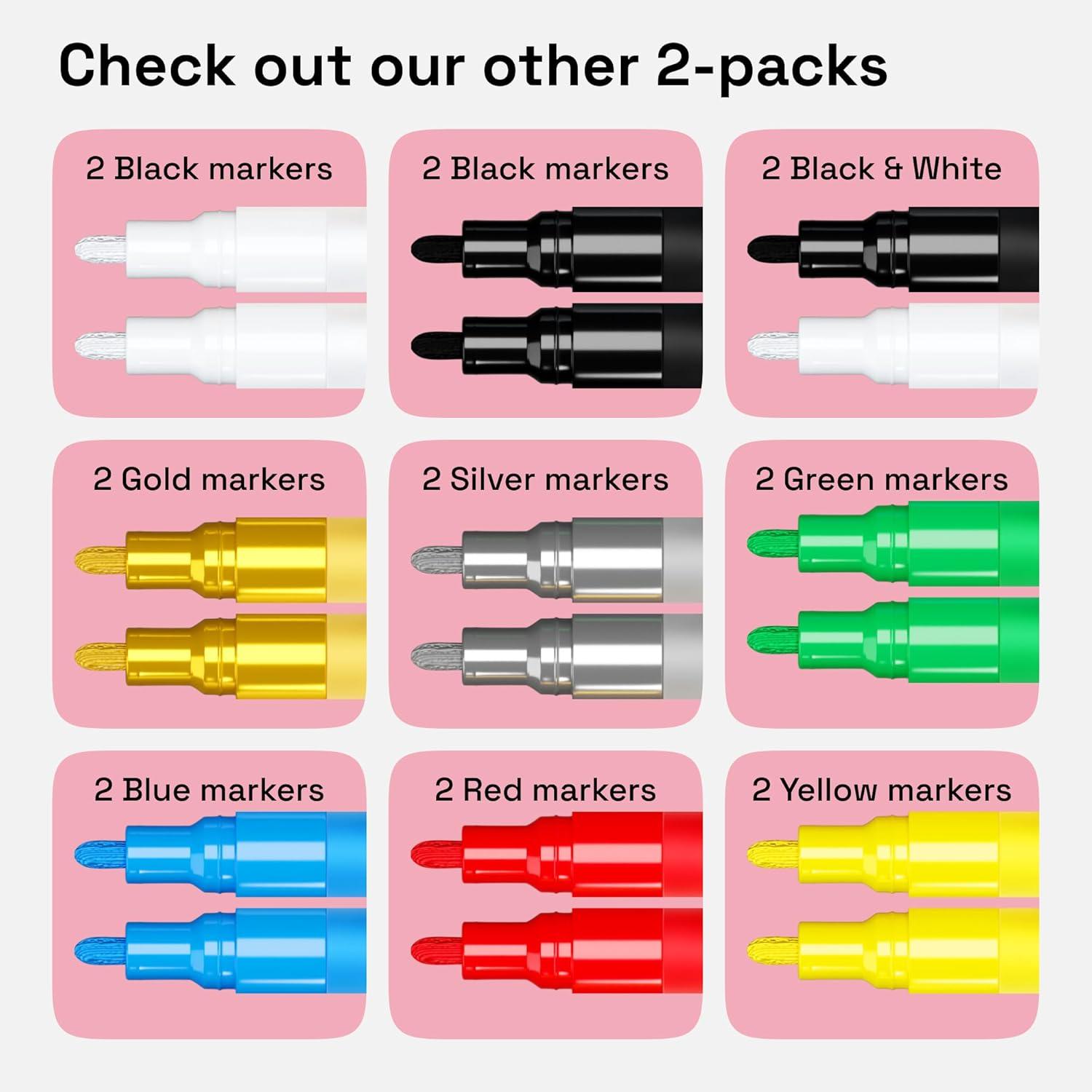 imageARTISTRO 2 White Acrylic Paint Markers 07mm Extra FineTip Paint Pens Perfect for Crafting Art Projects ampamp MoreGreen