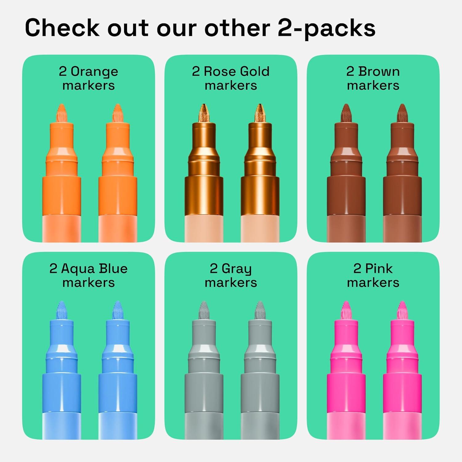 imageARTISTRO 2 White Acrylic Paint Markers 07mm Extra FineTip Paint Pens Perfect for Crafting Art Projects ampamp MoreLight Green