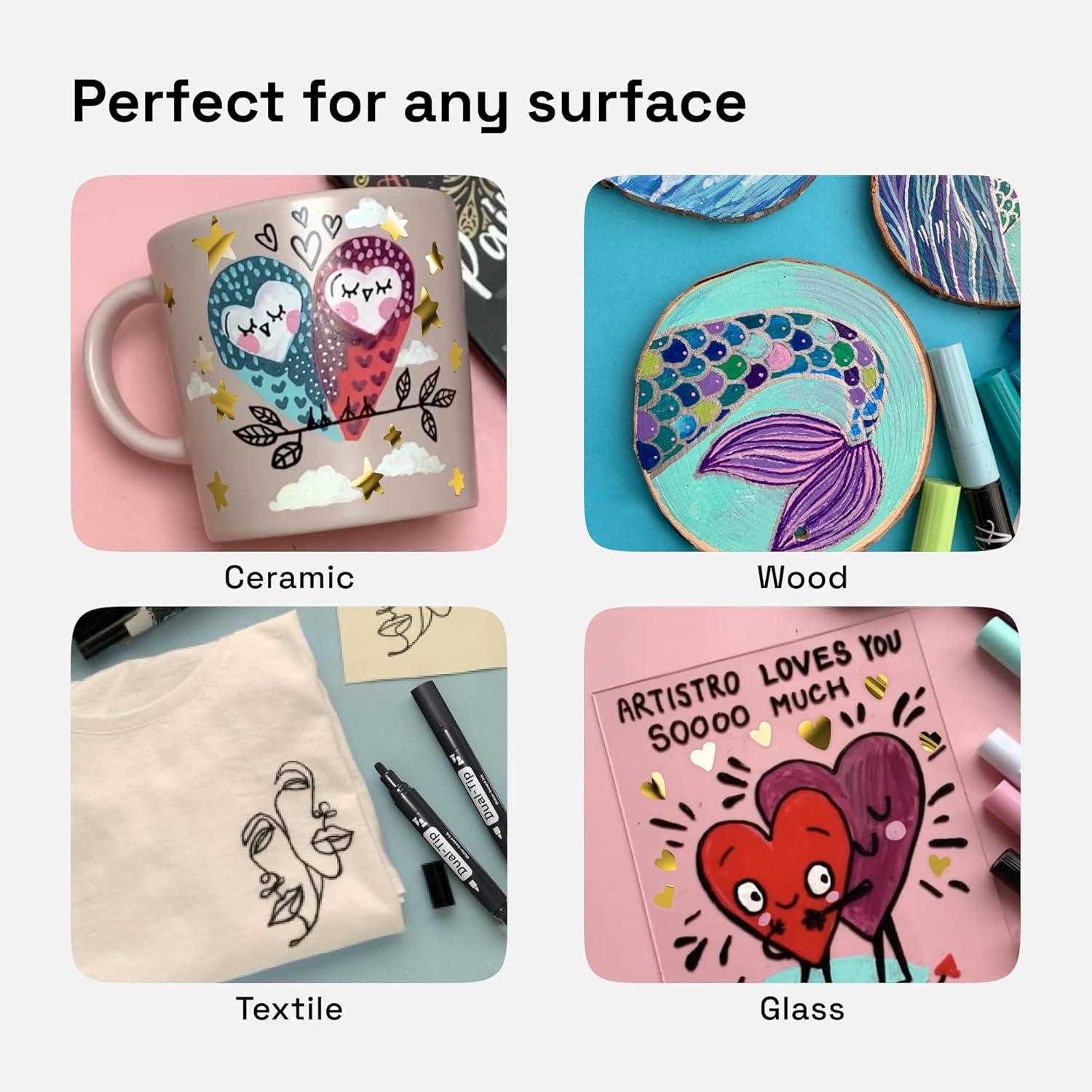 imageARTISTRO 2 White Acrylic Paint Markers 07mm Extra FineTip Paint Pens Perfect for Crafting Art Projects ampamp MoreMulticolor