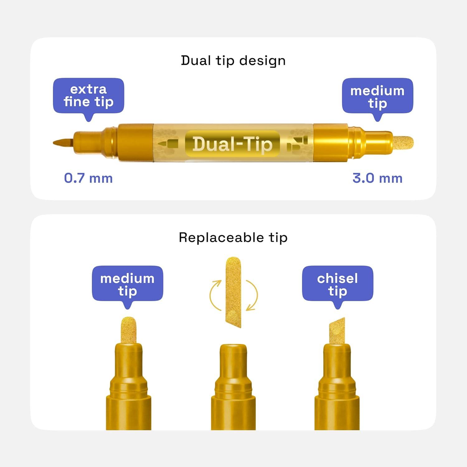 imageARTISTRO 2 White Acrylic Paint Markers 07mm Extra FineTip Paint Pens Perfect for Crafting Art Projects ampamp MoreMulticolor