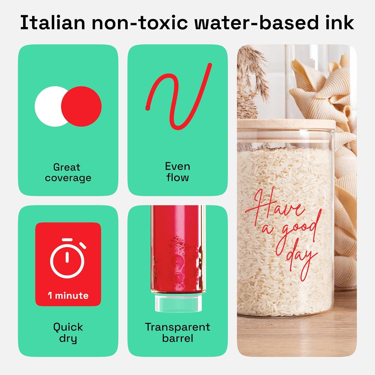 imageARTISTRO 2 White Acrylic Paint Markers 07mm Extra FineTip Paint Pens Perfect for Crafting Art Projects ampamp MoreRed